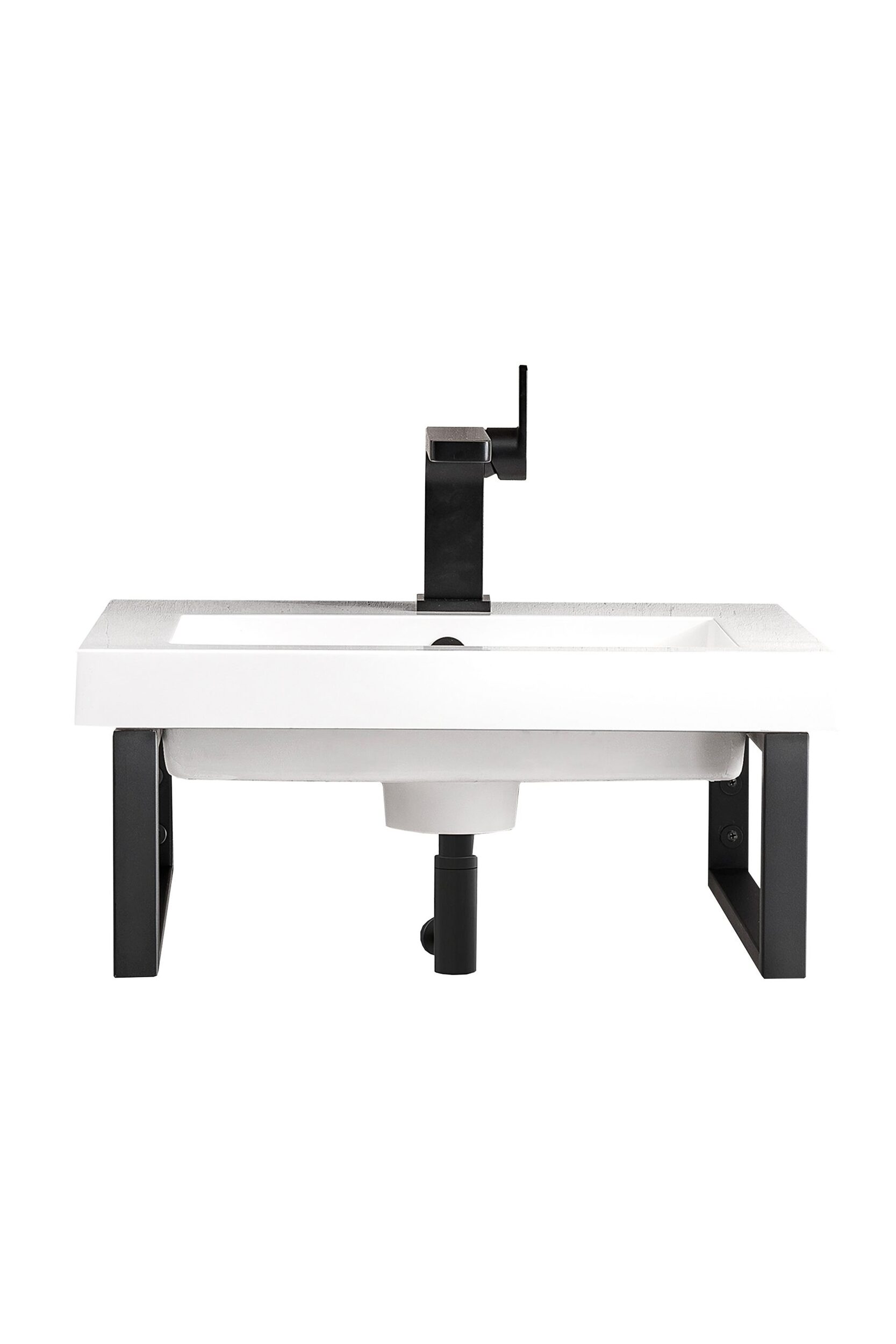 James Martin Vanities 055BK16MBK20WG2 Matte Black 055BK16MBK20WG2 Two Boston 15.25 Wall Brackets, Matte Black W/ 20 White Glossy Composite Stone Top - Matte Black