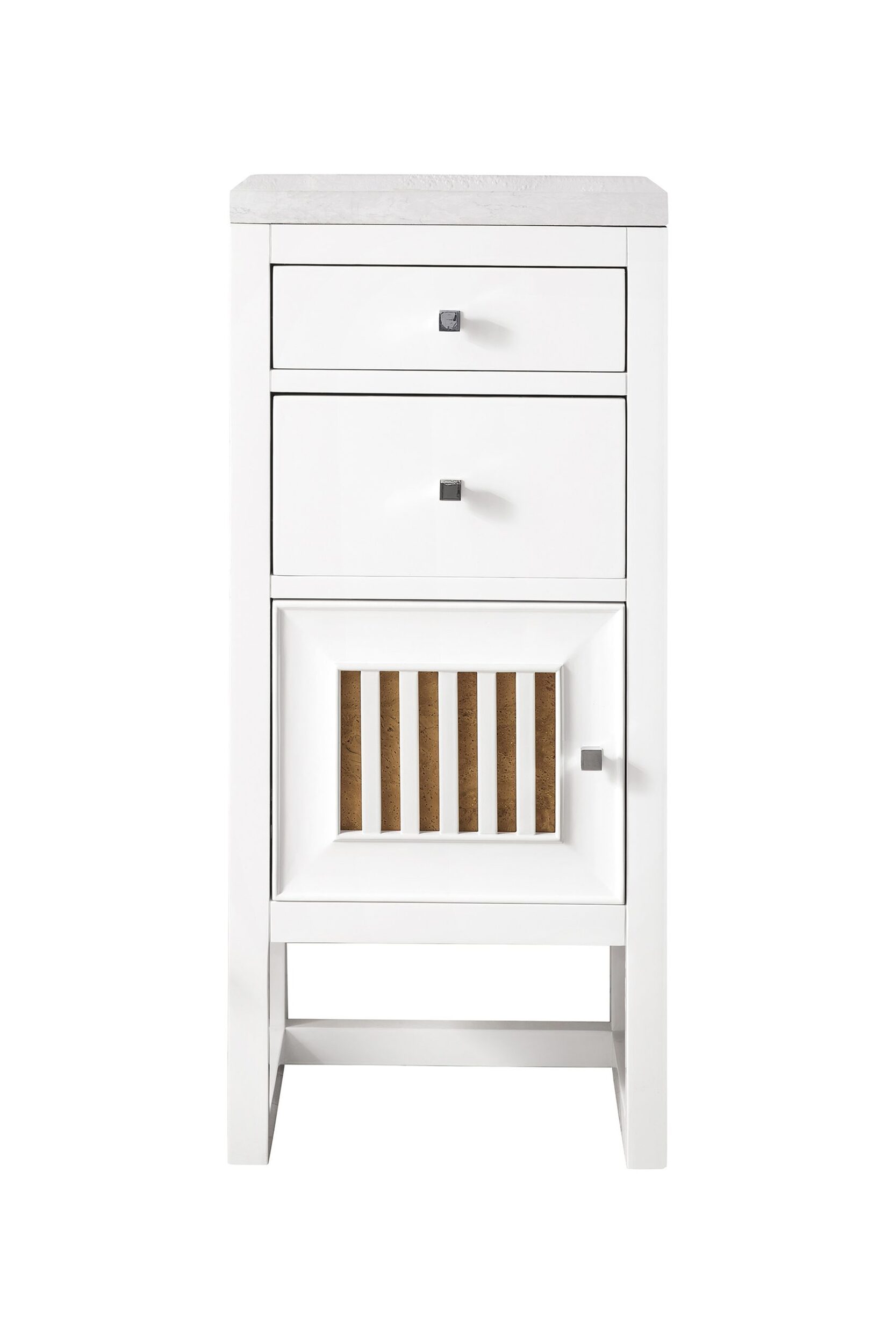 James Martin Vanities E645B15LGW3AF Glossy White E645B15LGW3AF Athens 15 Base Cabinet W/ Drawers And Left Door, Glossy White W/ 3 Cm Arctic Fall Solid Surface Top - Glossy White