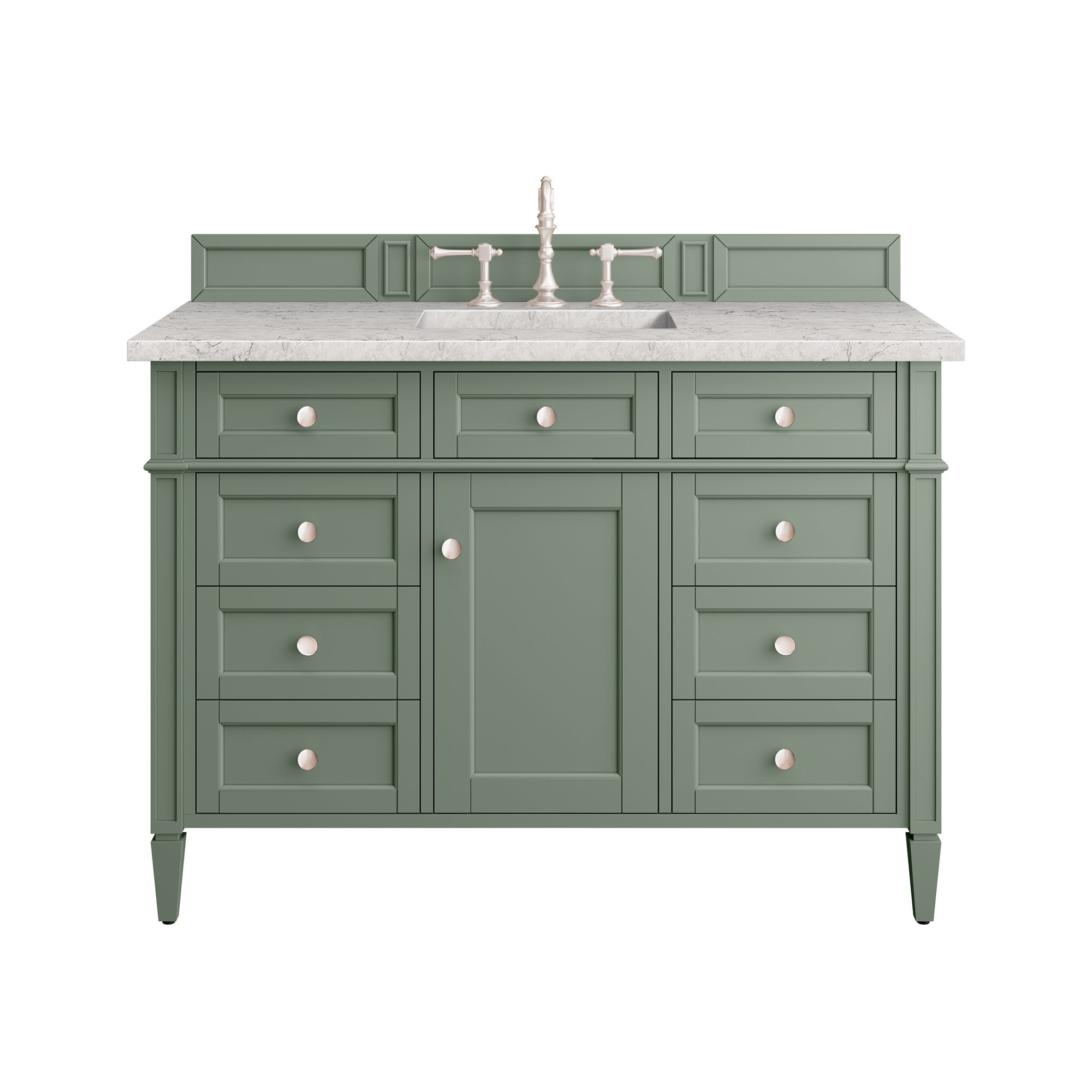 James Martin Vanities 650V48SCFEJP Smokey Celadon 650V48SCFEJP Brittany 48 Single Vanity, Smokey Celadon W/ 3 Cm Eternal Jasmine Pearl Top W/freepower Wireless Charge - Smokey Celadon