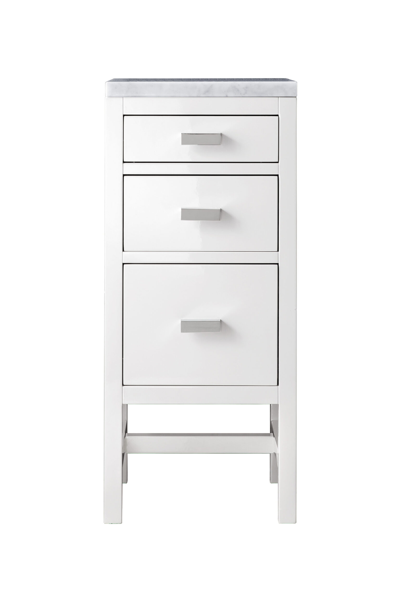 James Martin Vanities E444BC15GW3CAR Finish Unknown 14 E444BC15GW3CAR Addison 15 Base Cabinet, Glossy White W/ 3 Cm Carrara Marble Top