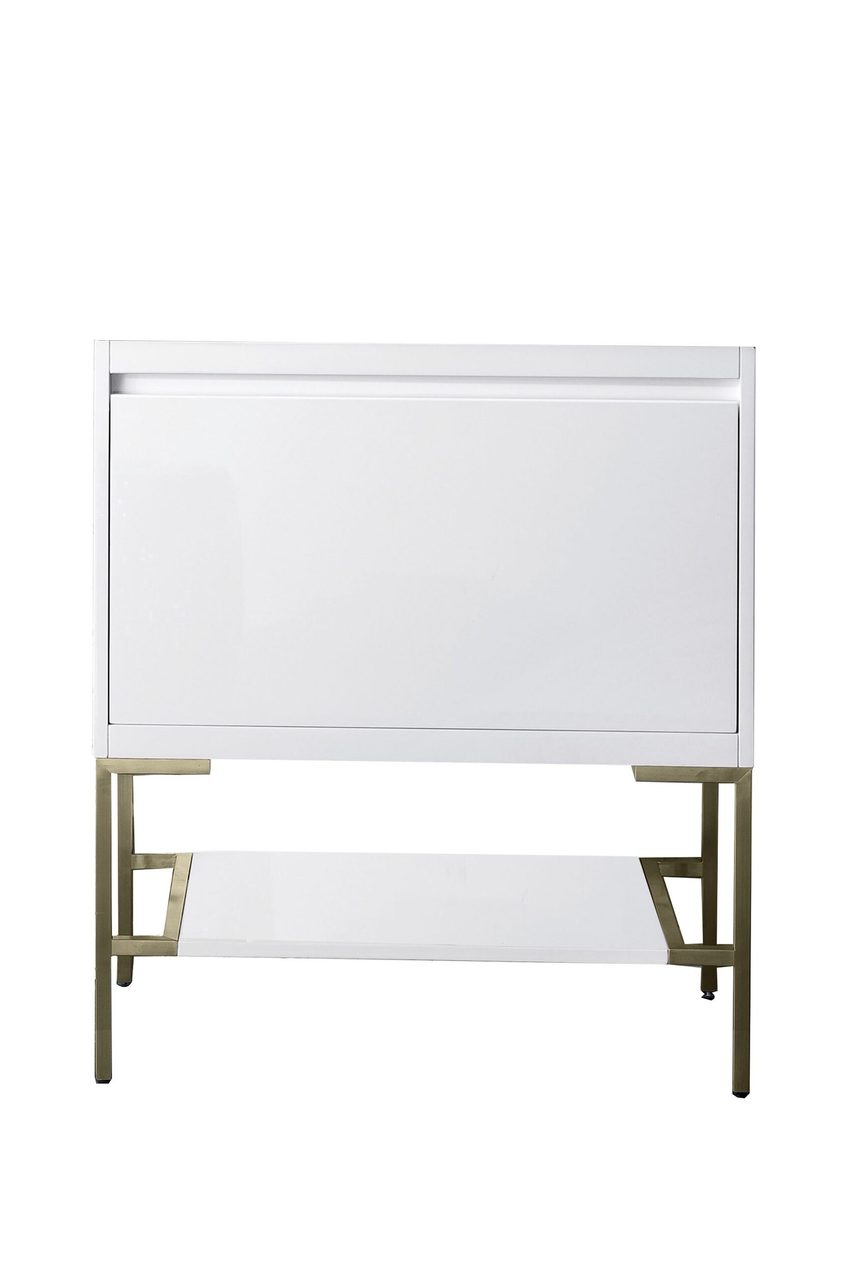 James Martin Vanities 805V315GWCB Glossy White 805V315GWCB Mantova 31.5 Single Vanity Cabinet, Glossy White, Champagne Brass Base - Glossy White