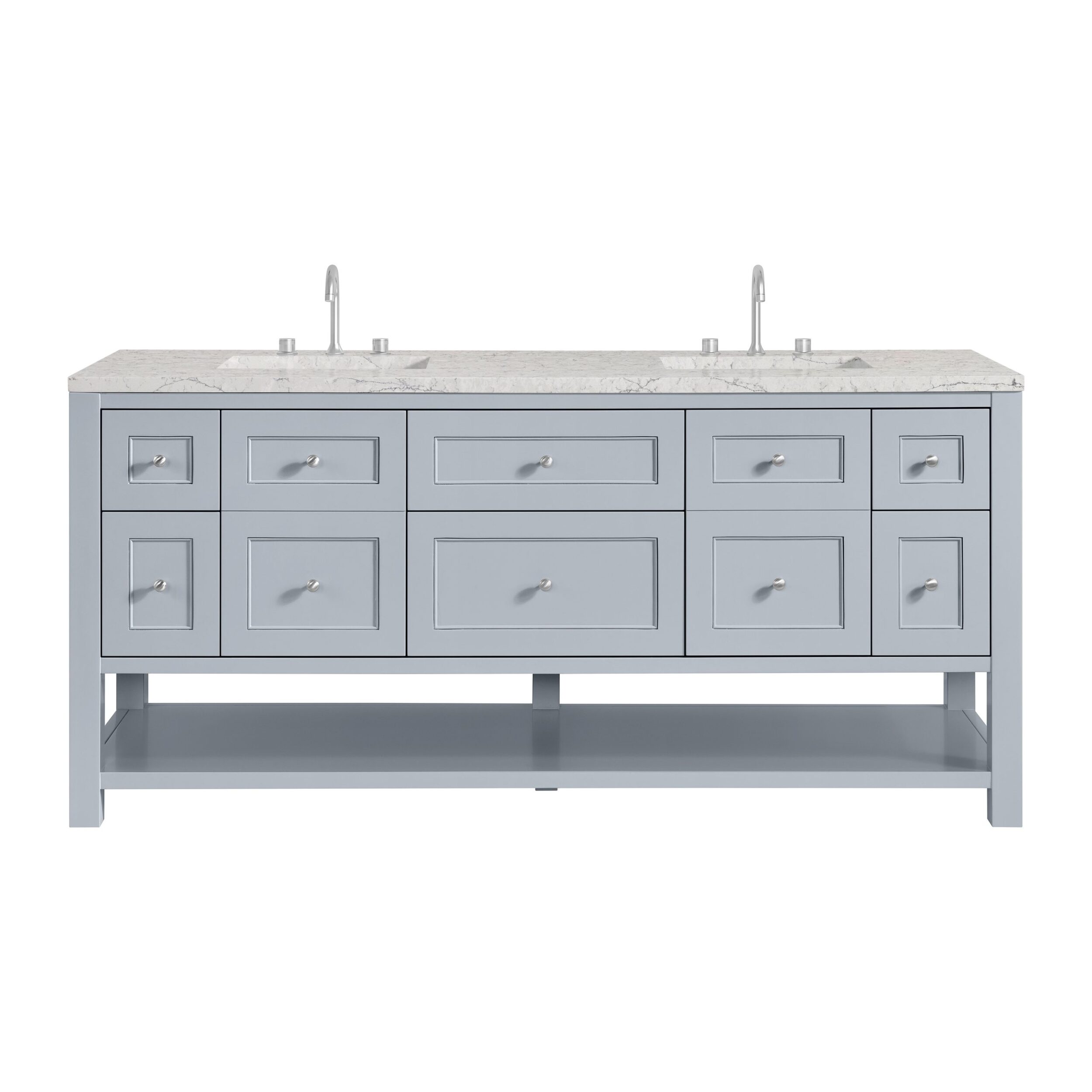 James Martin Vanities 330V72SRBFEJP Serenity Blue 330V72SRBFEJP Breckenridge 72 Double Vanity, Serenity Blue, W/ 3 Cm Eternal Jasmine Pearl Quartz Top W/freepower Wireless Charge - Serenity Blue