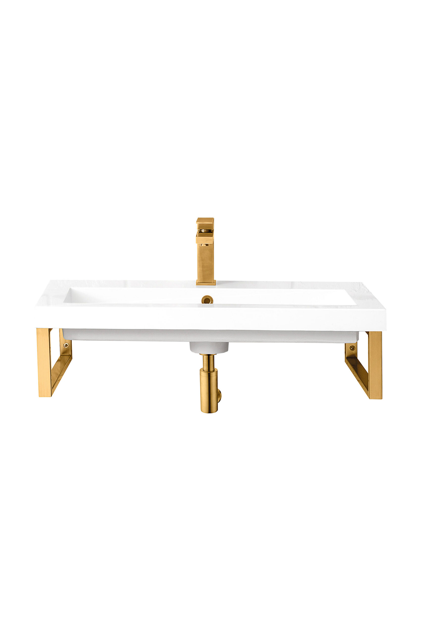 James Martin Vanities 055BK16RGD315WG2 Radiant Gold 055BK16RGD315WG2 Two Boston 15.25 Wall Brackets, Radiant Gold W/ 31.5 White Glossy Composite Stone Top - Radiant Gold