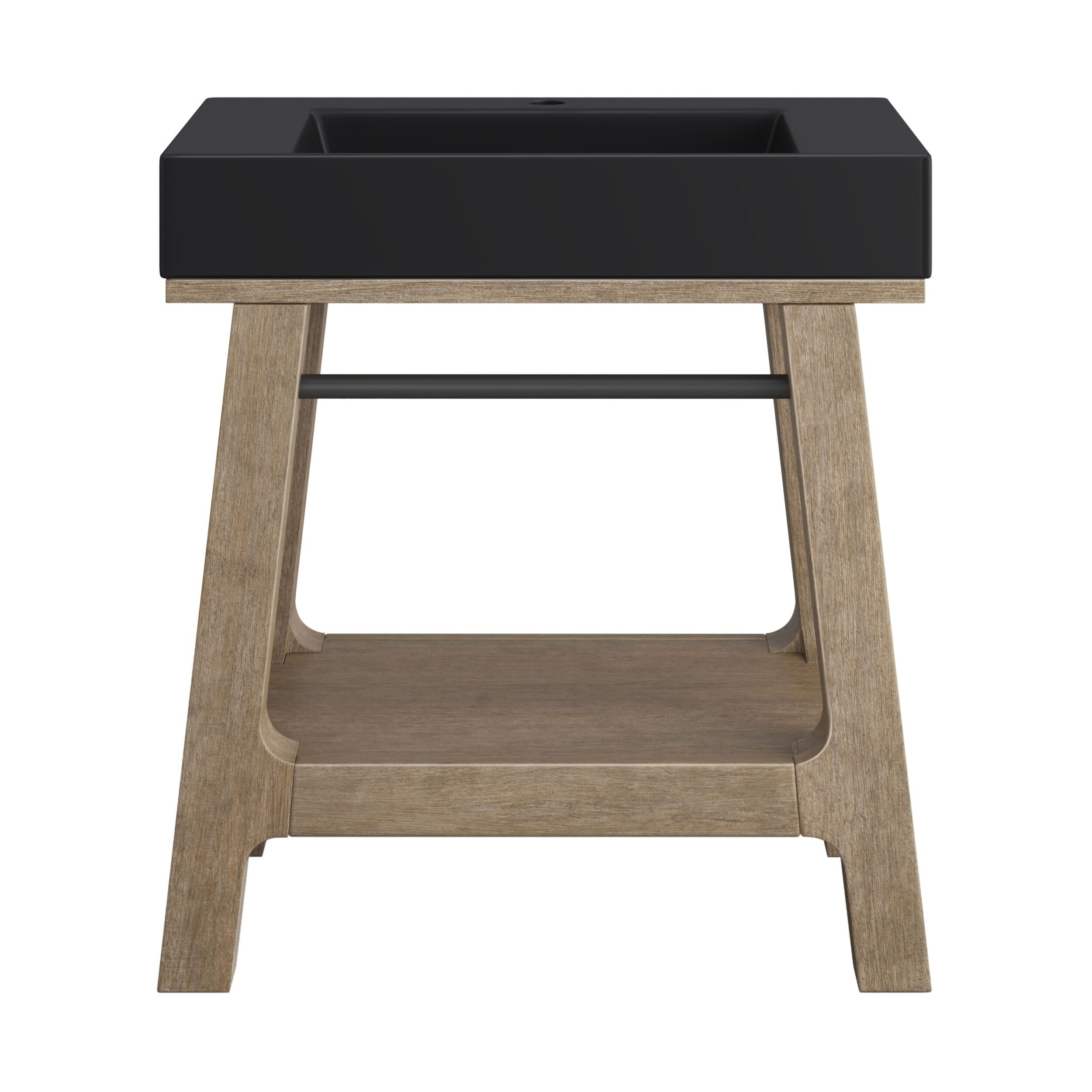 James Martin Vanities 165V315WTBBM Weathered Timber 165V315WTBBM Auburn 31.5 Single Sink Console, Weathered Timber W/ Black Matte Mineral Composite Stone Top - Weathered Timber