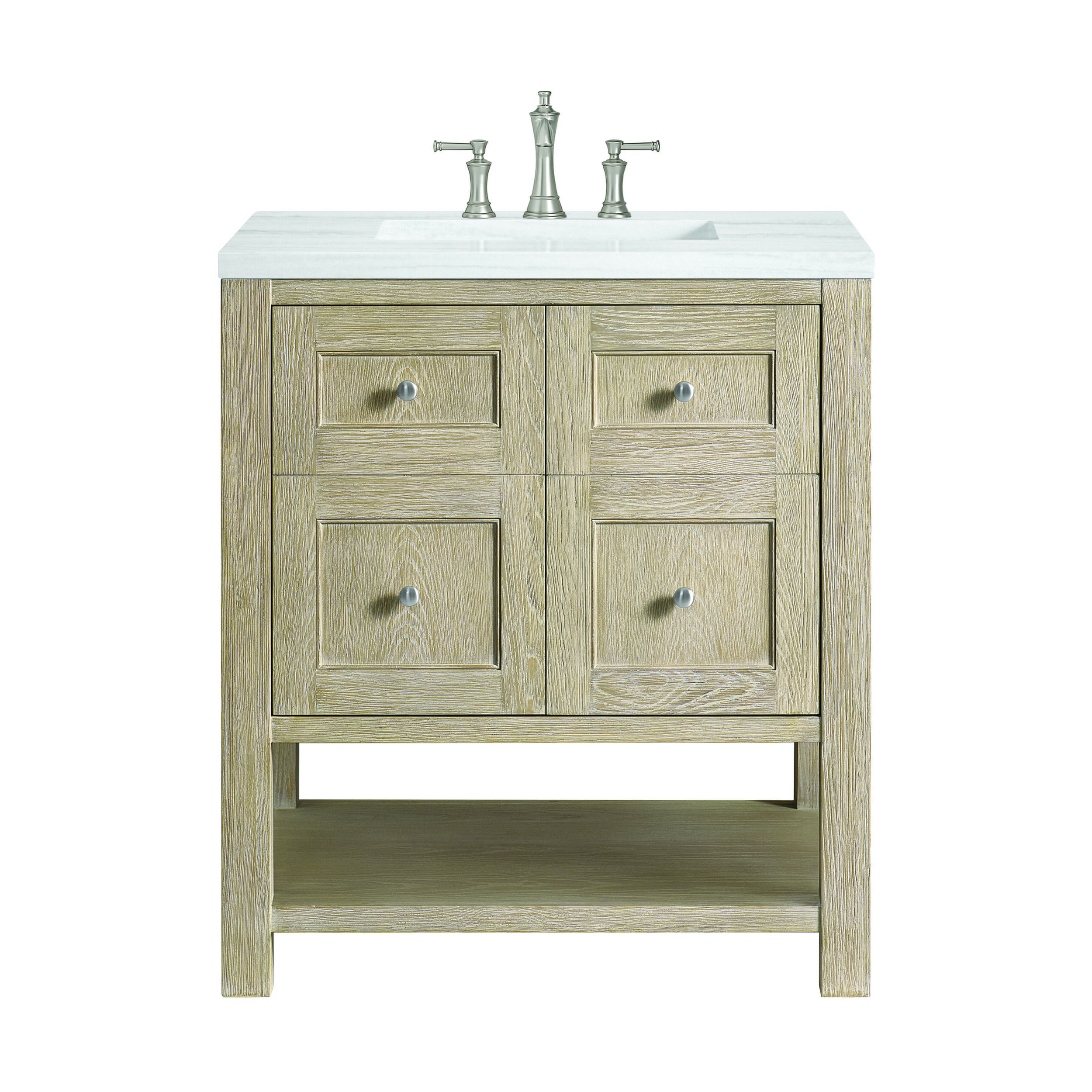 James Martin Vanities 330V30WWO3AF Whitewashed Oak 330V30WWO3AF Breckenridge 30 Single Vanity, Whitewashed Oak W/ 3 Cm Arctic Fall Solid Surface Top - Whitewashed Oak