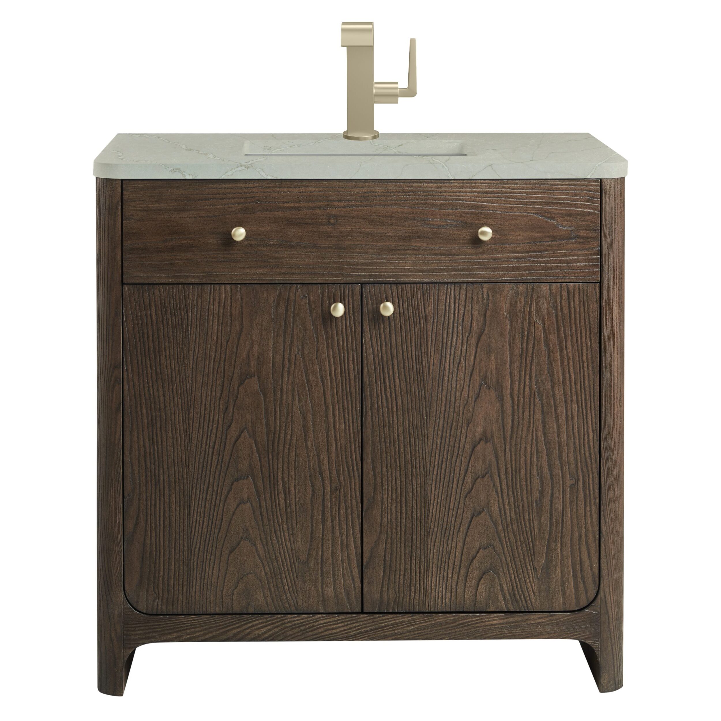 James Martin Vanities D125V36SBL3VSL Sable D125V36SBL3VSL Gracyn 36 Single Vanity, Sable, W/ 3 Cm Victorian Silver Quartz Top - Sable