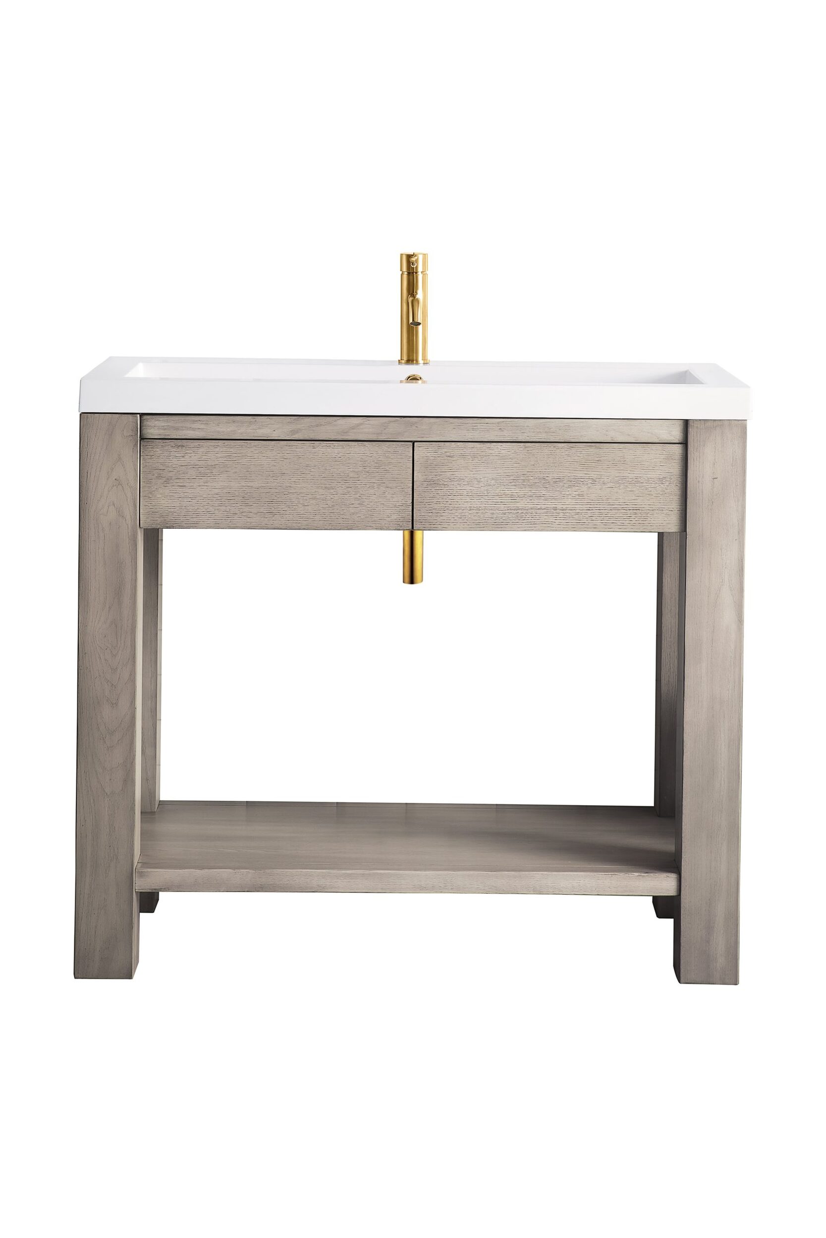 James Martin Vanities C205V395PTAWG Platinum Ash C205V395PTAWG Brooklyn 39.5 Single Console Vanity, Platinum Ash W/ White Glossy Composite Stone Top - Platinum Ash