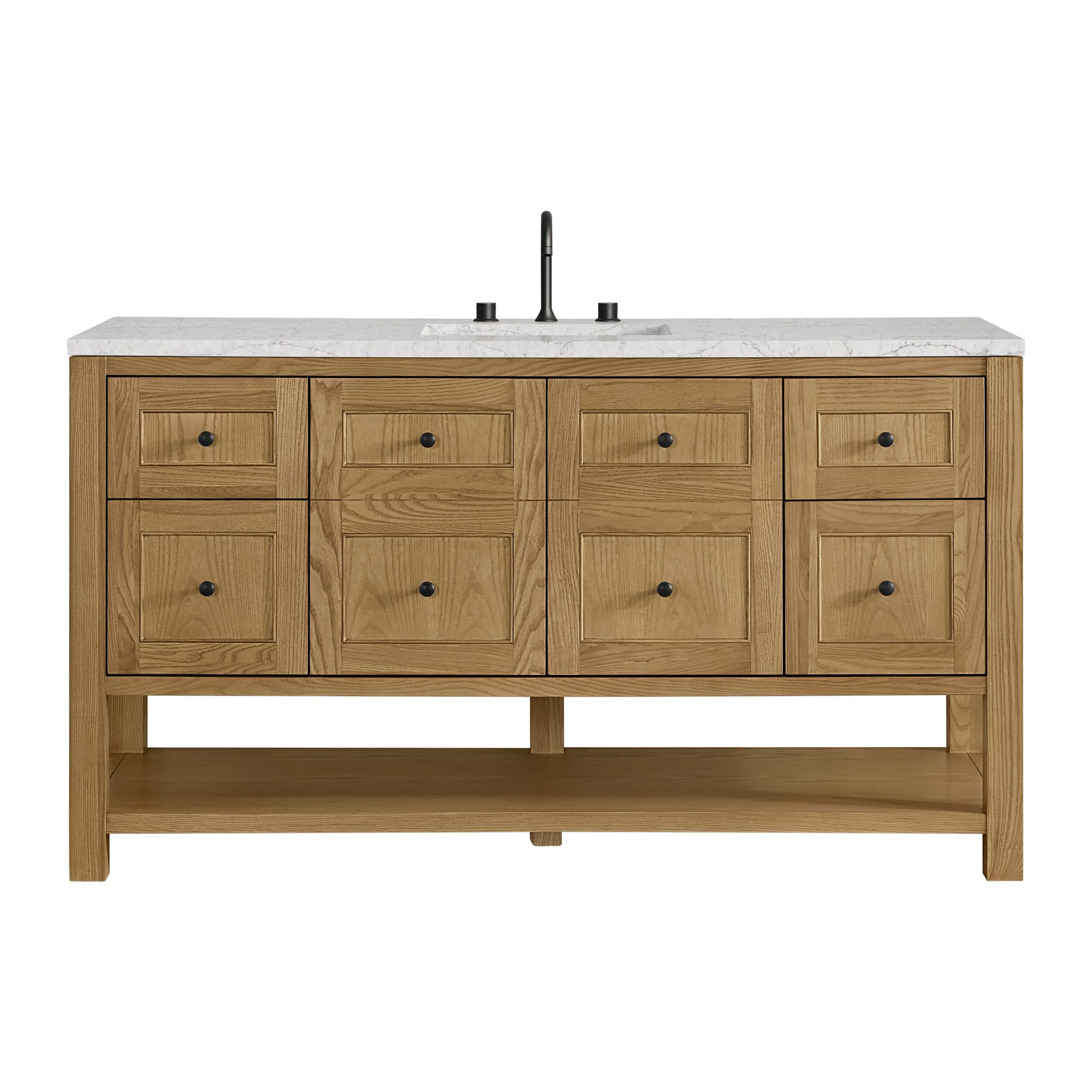 James Martin Vanities 330V60SLNOFEJP Light Natural Oak 330V60SLNOFEJP Breckenridge 60 Single Vanity, Light Natural Oak, W/ 3 Cm Eternal Jasmine Pearl Silestone Top W/ Freepower Wireless Charger - Light Natural Oak