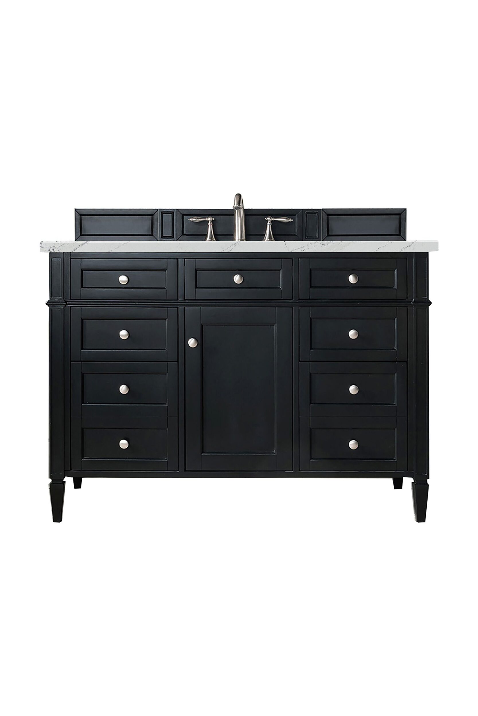 James Martin Vanities 650V48BKOFENC Black Onyx 650V48BKOFENC Brittany 48 Single Vanity, Black Onyx W/ 3 Cm Ethereal Noctis Silestone Top W/freepower Wireless Charger - Black Onyx
