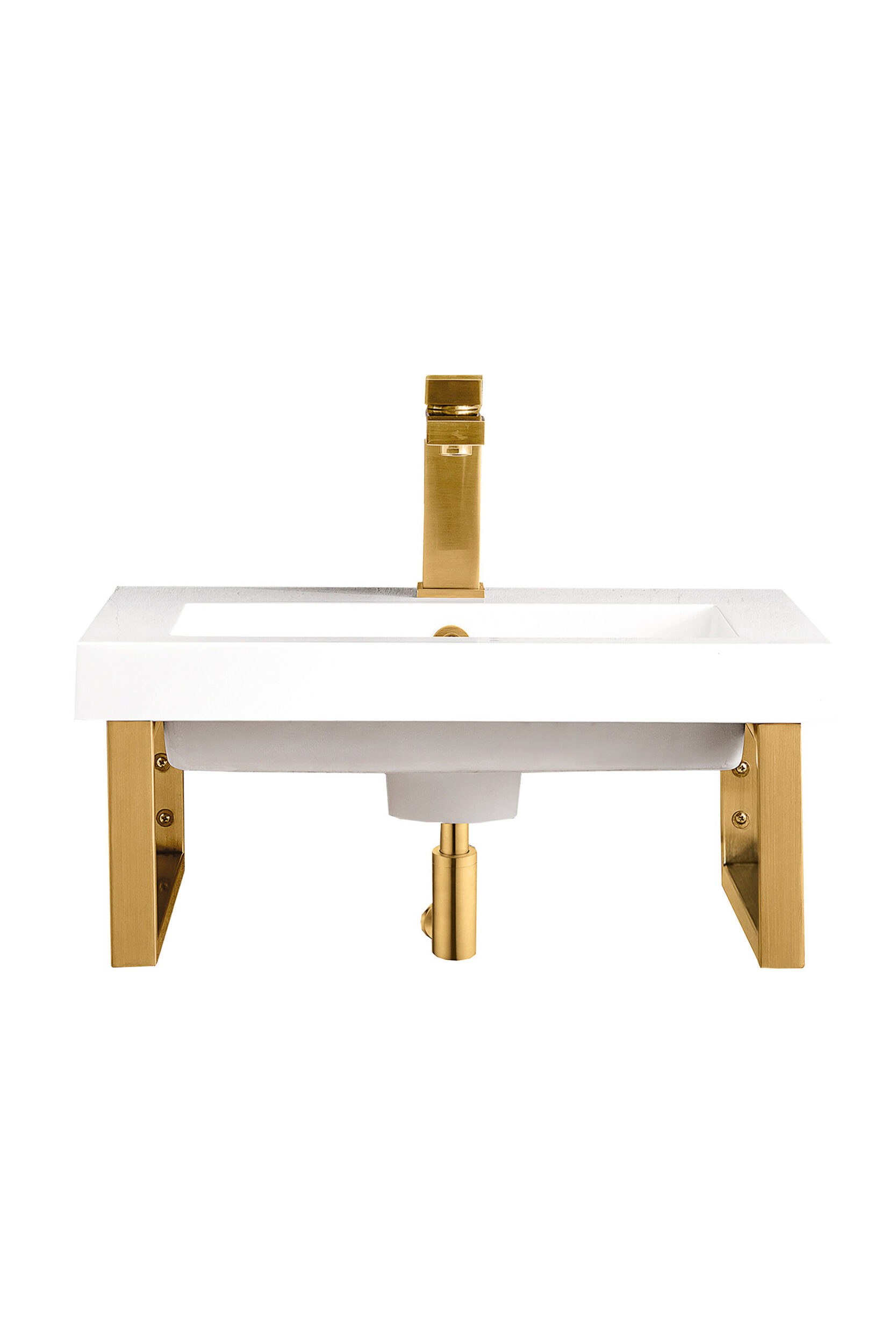 James Martin Vanities 055BK16RGD20WG2 Radiant Gold 055BK16RGD20WG2 Two Boston 15.25 Wall Brackets, Radiant Gold W/ 20 White Glossy Composite Stone Top - Radiant Gold
