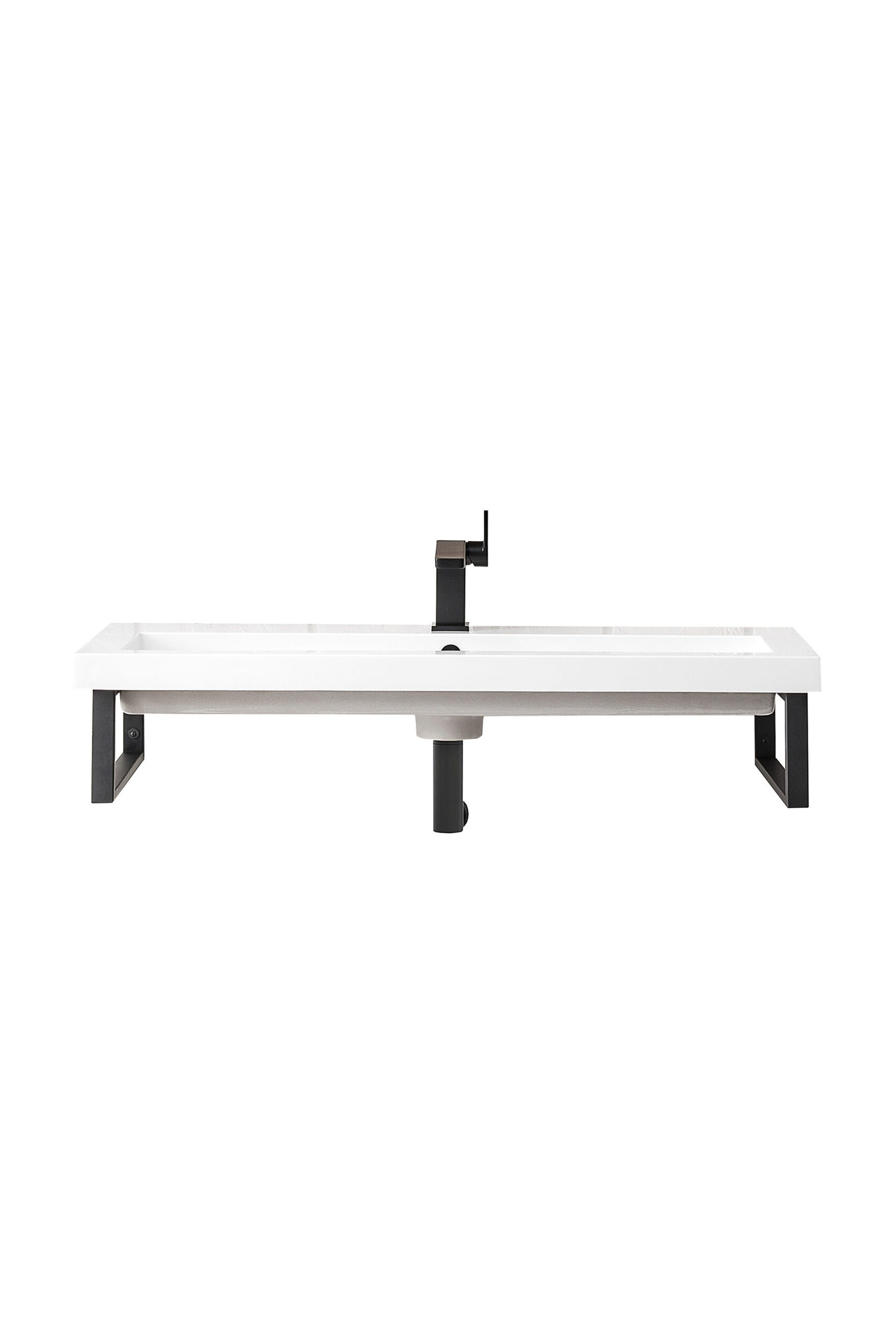 James Martin Vanities 055BK16MBK395WG2 Matte Black 055BK16MBK395WG2 Two Boston 15.25 Wall Brackets, Matte Black W/ 39.5 White Glossy Composite Stone Top - Matte Black
