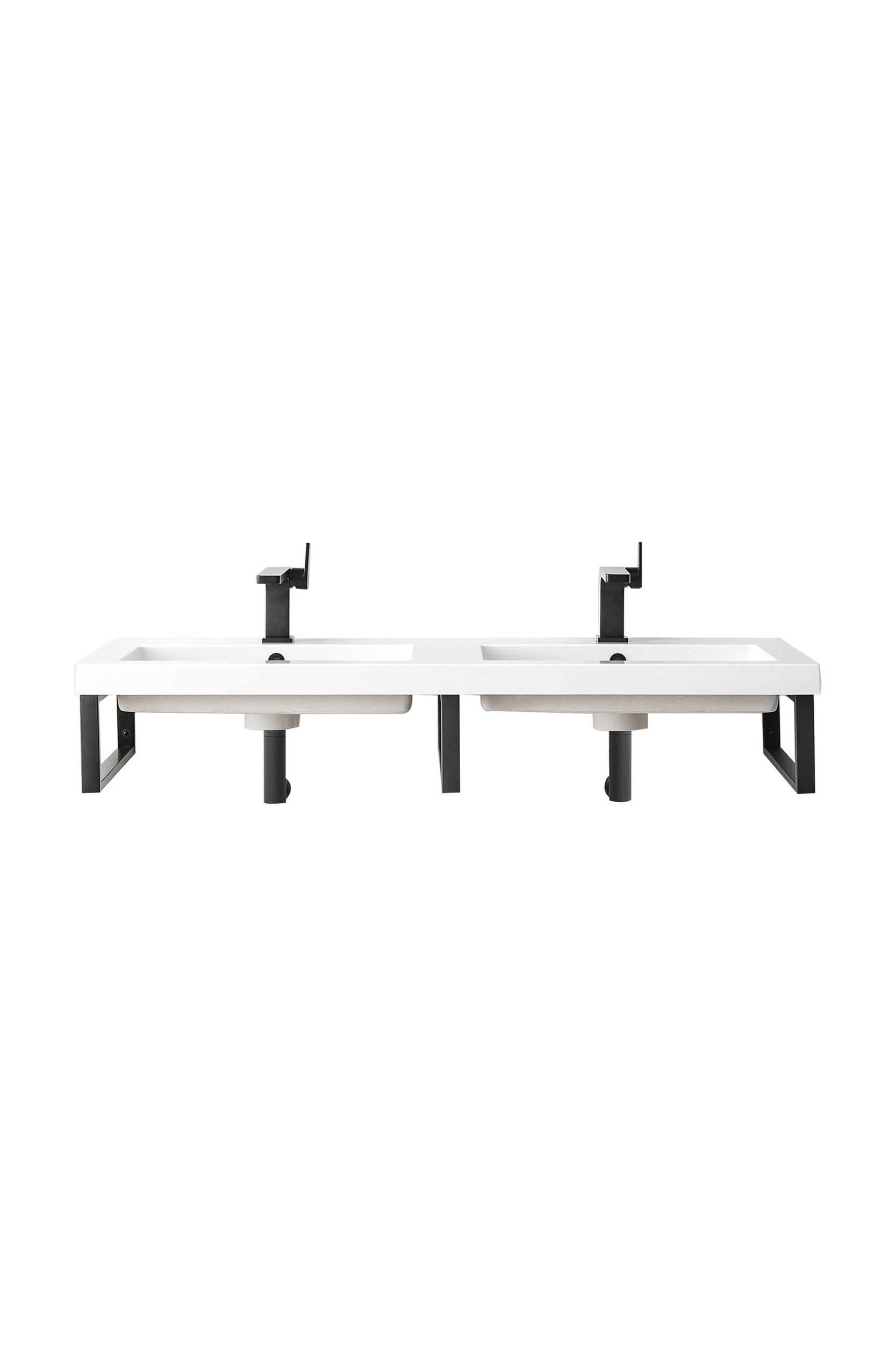 James Martin Vanities 055BK18MBK47WG2 Matte Black 055BK18MBK47WG2 Three Boston 18 Wall Brackets, Matte Black W/ 47 White Glossy Composite Stone Top - Matte Black