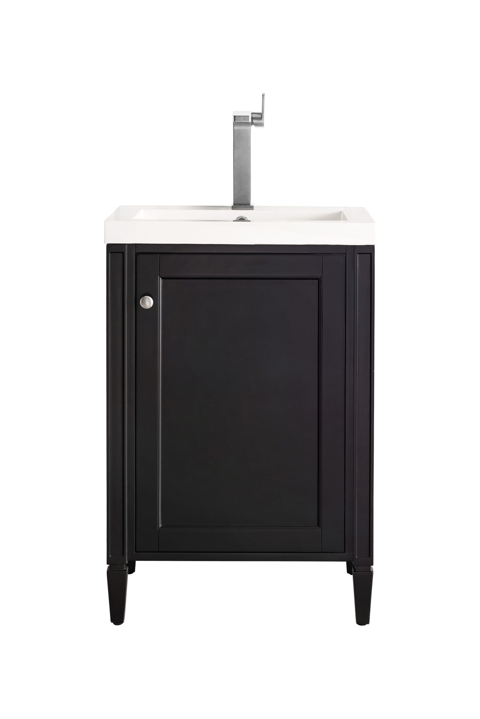 James Martin Vanities E652V24BKOWG Black Onyx E652V24BKOWG Britannia 24 Single Vanity, Black Onyx W/ White Glossy Composite Stone Top - Black Onyx