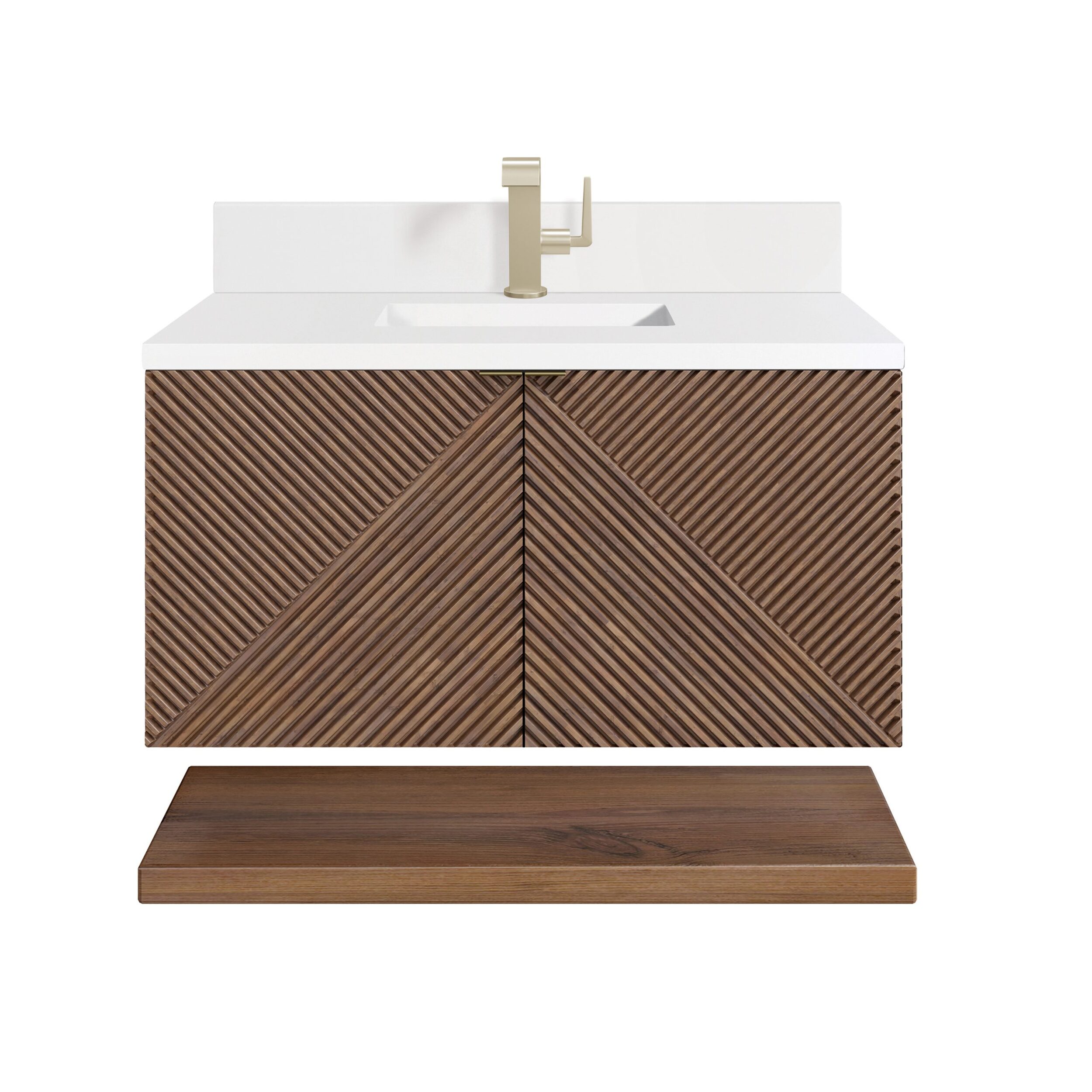 James Martin Vanities D200V36CSN1WZ Chestnut D200V36CSN1WZ Marcello 36 Single Vanity, Chestnut W/ Single Hole 3 Cm White Zeus Top & Backsplash - Chestnut