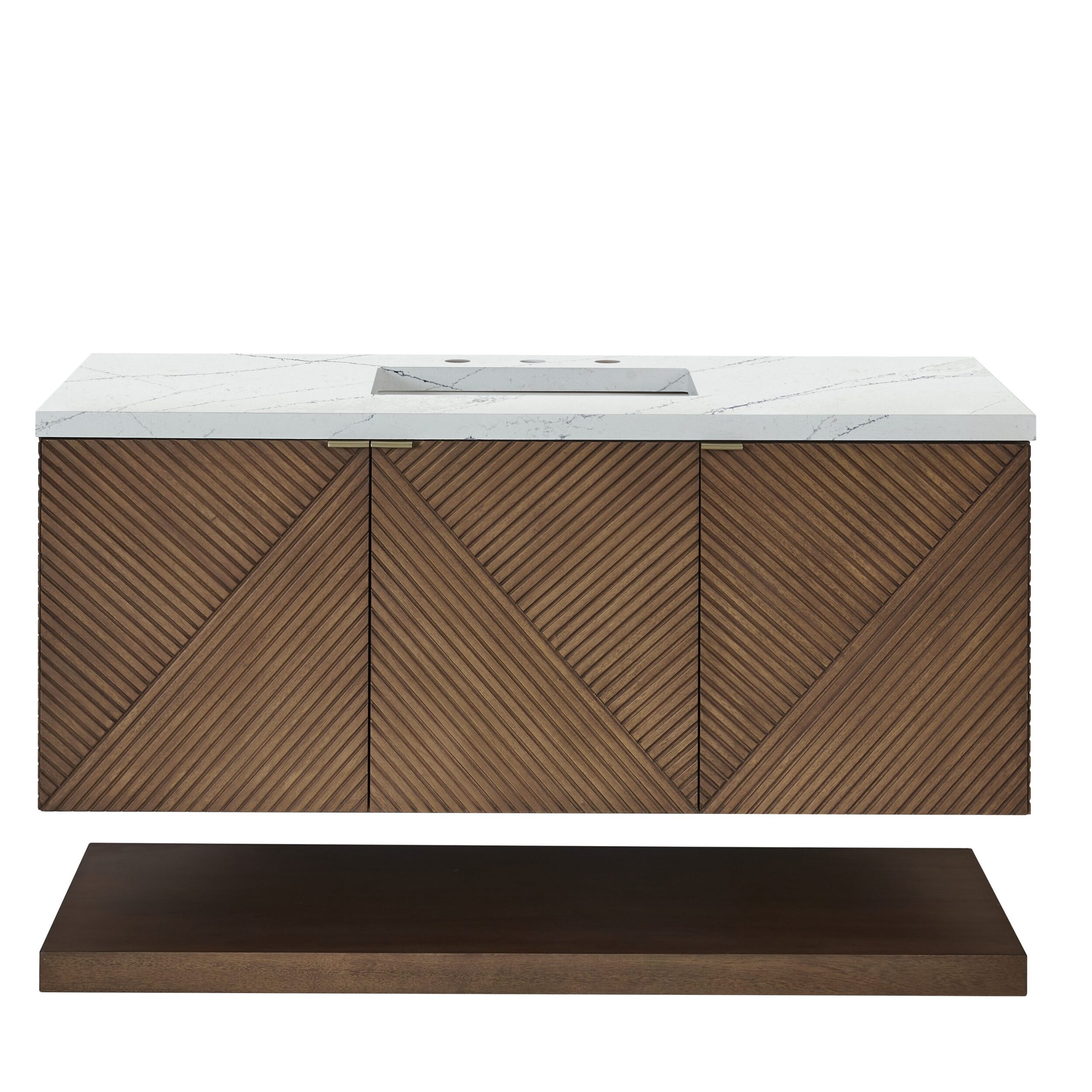 James Martin Vanities D200V48CSNFENC Chestnut D200V48CSNFENC Marcello 48 Single Vanity, Chestnut W/ 3 Cm Ethereal Noctis Silestone Top W/ Freepower Wireless Charger - Chestnut