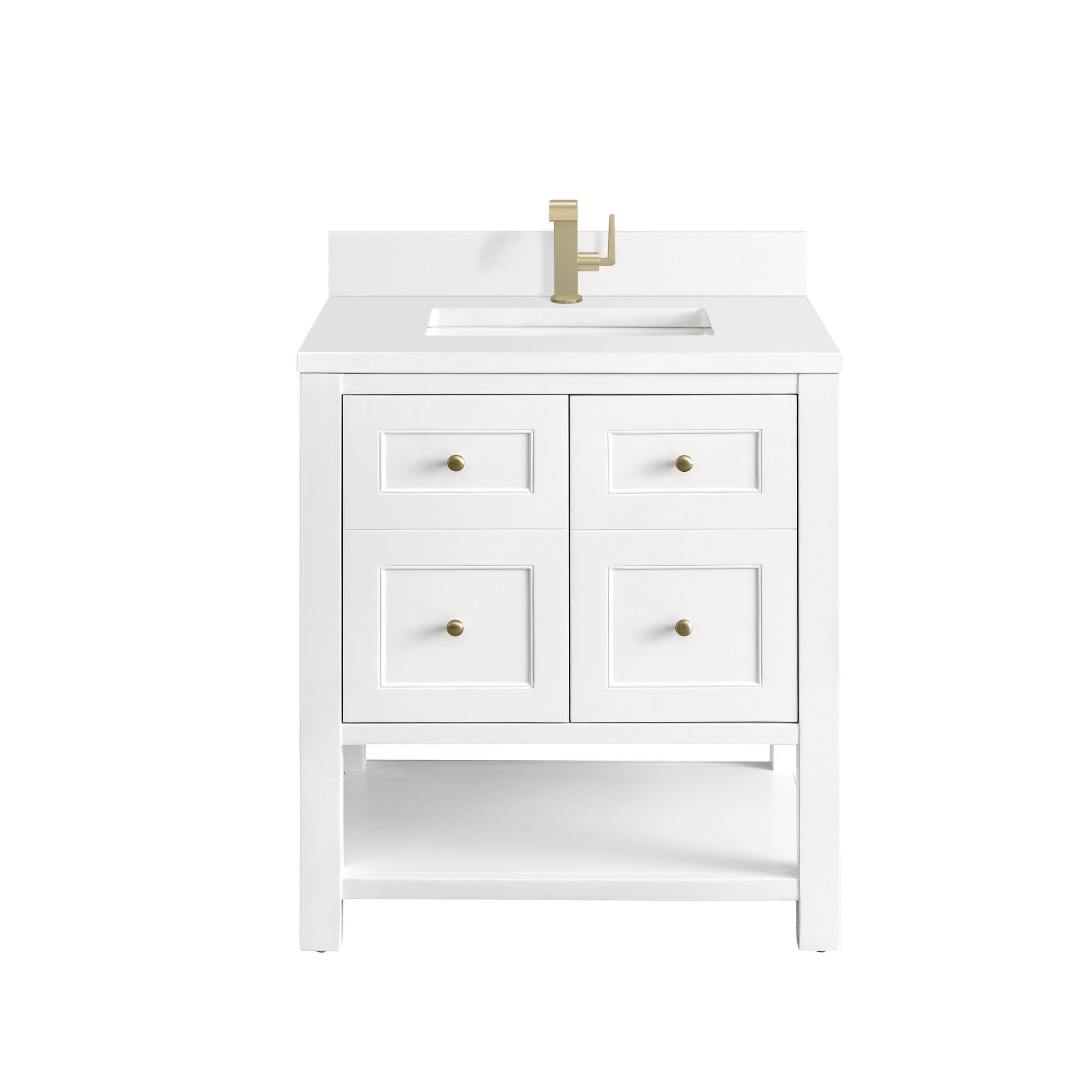 James Martin Vanities 330V30BW1WZ Bright White 330V30BW1WZ Breckenridge 30 Single Vanity, Bright White W/ Single Hole 3 Cm White Zeus Top & Backsplash - Bright White
