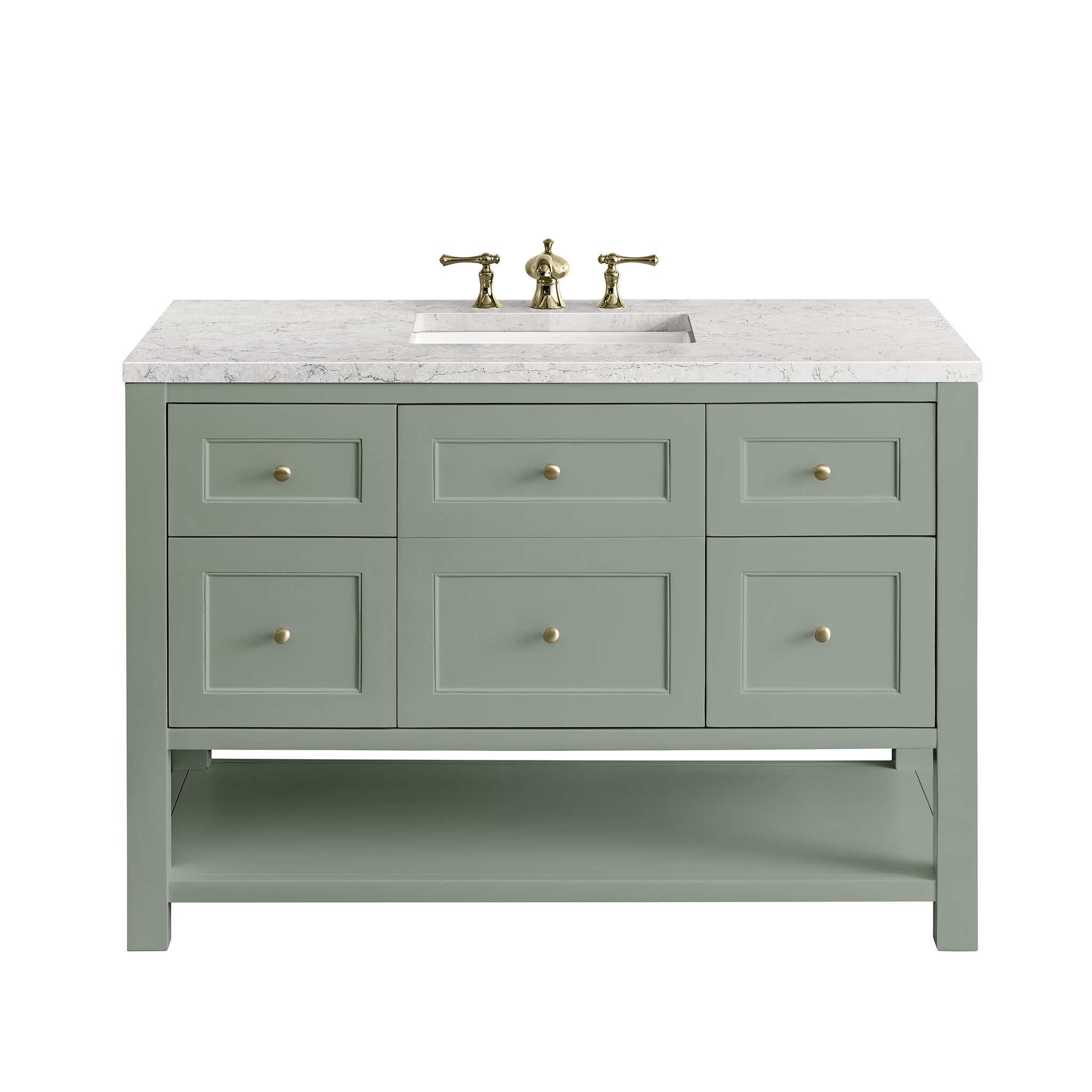 James Martin Vanities 330V48SCFEJP Smokey Celadon 330V48SCFEJP Breckenridge 48 Single Vanity, Smokey Celadon W/ 3 Cm Eternal Jasmine Pearl Top W/freepower Wireless Charge - Smokey Celadon