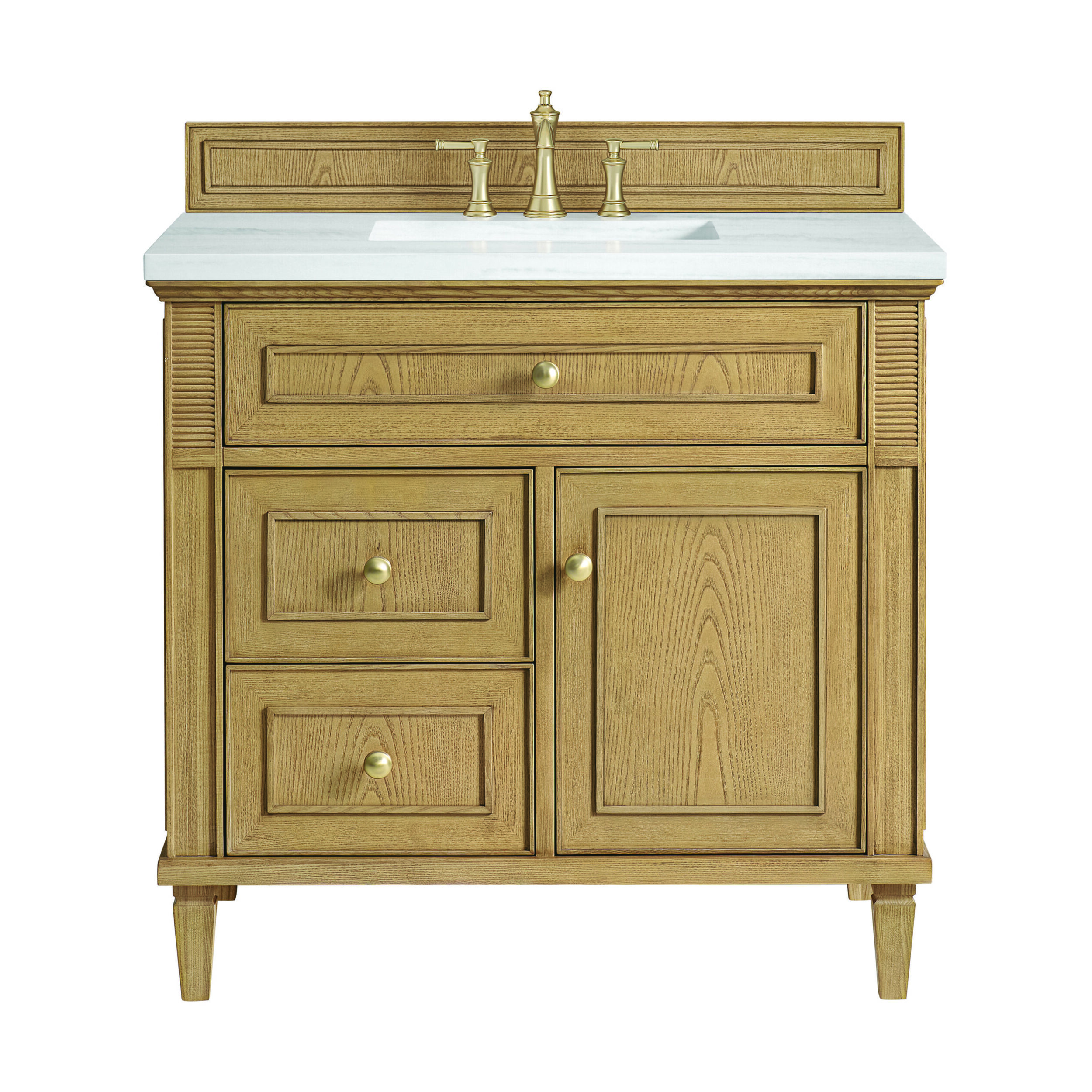 James Martin Vanities 424V36LNO3AF Light Natural Oak 424V36LNO3AF Lorelai 36 Single Vanity, Light Natural Oak W/ 3 Cm Arctic Fall Solid Surface Top - Light Natural Oak
