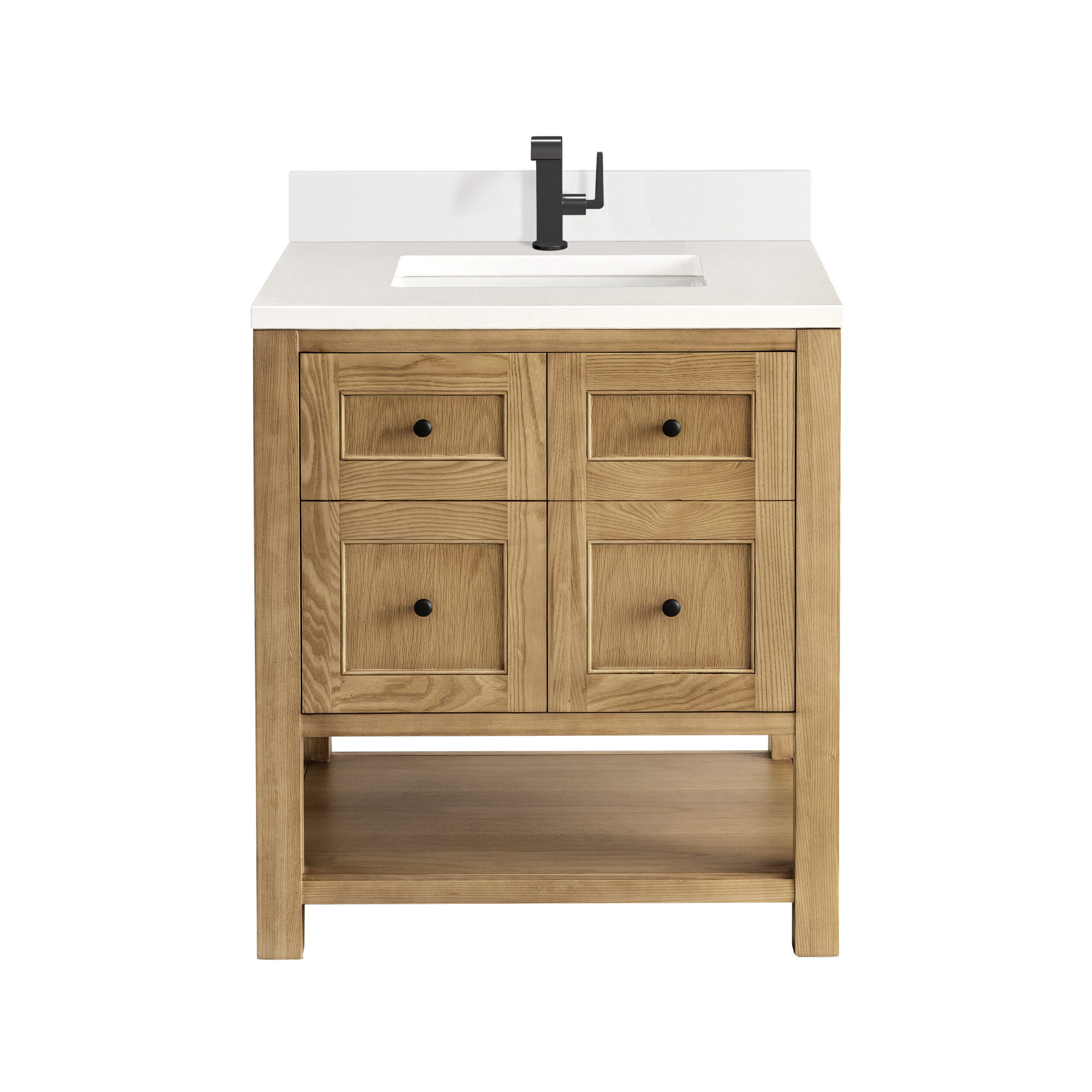 James Martin Vanities 330V30LNO1WZ Light Natural Oak 330V30LNO1WZ Breckenridge 30 Single Vanity, Light Natural Oak W/ Single Hole 3 Cm White Zeus Top & Backsplash - Light Natural Oak