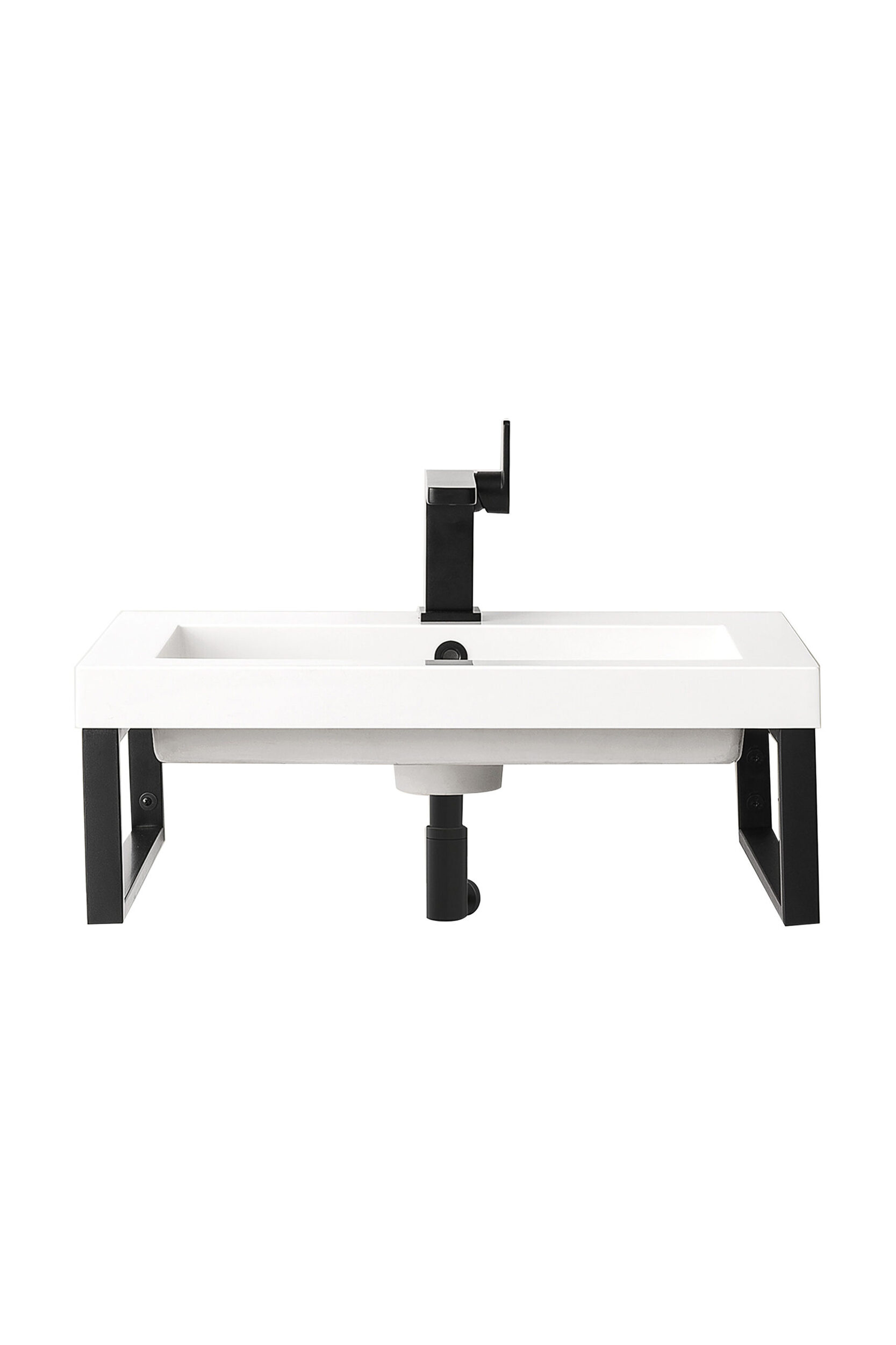 James Martin Vanities 055BK18MBK236WG2 Matte Black 055BK18MBK236WG2 Two Boston 18 Wall Brackets, Matte Black W/ 23.6 White Glossy Composite Stone Top - Matte Black