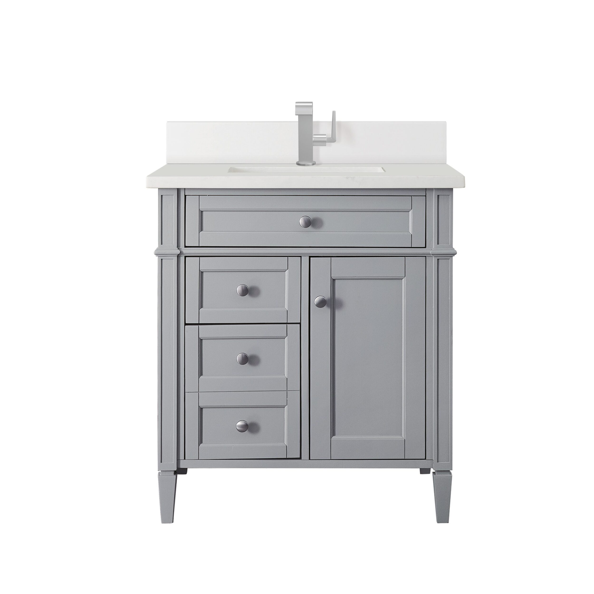 James Martin Vanities 650V30UGR1WZ Urban Gray 650V30UGR1WZ Brittany 30 Single Vanity, Urban Gray, W/ Single Hole 3 Cm White Zeus Silestone Top & Backsplash - Urban Gray