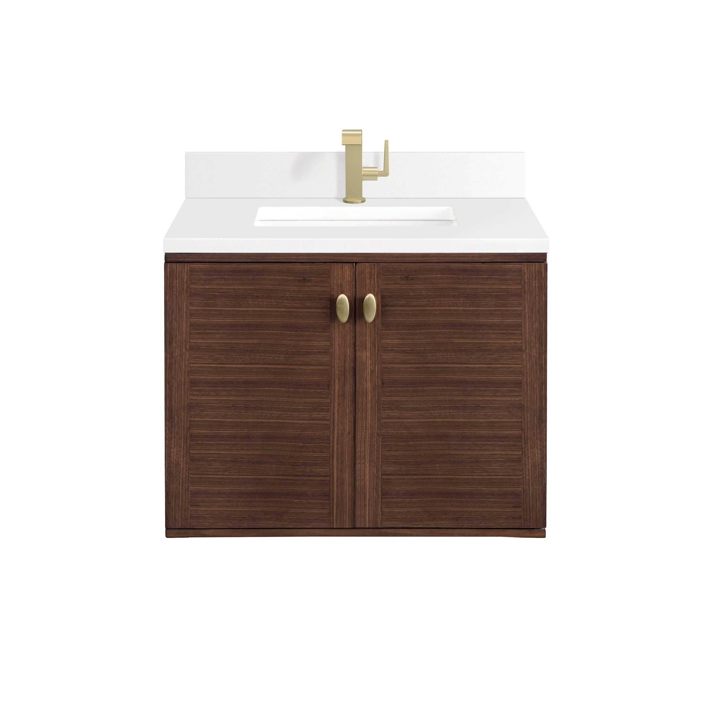 James Martin Vanities 670V30WLT1WZ Mid-Century Walnut 670V30WLT1WZ Amberly 30 Single Vanity, Mid-century Walnut W/ Single Hole 3 Cm White Zeus Top & Backsplash - Mid-Century Walnut