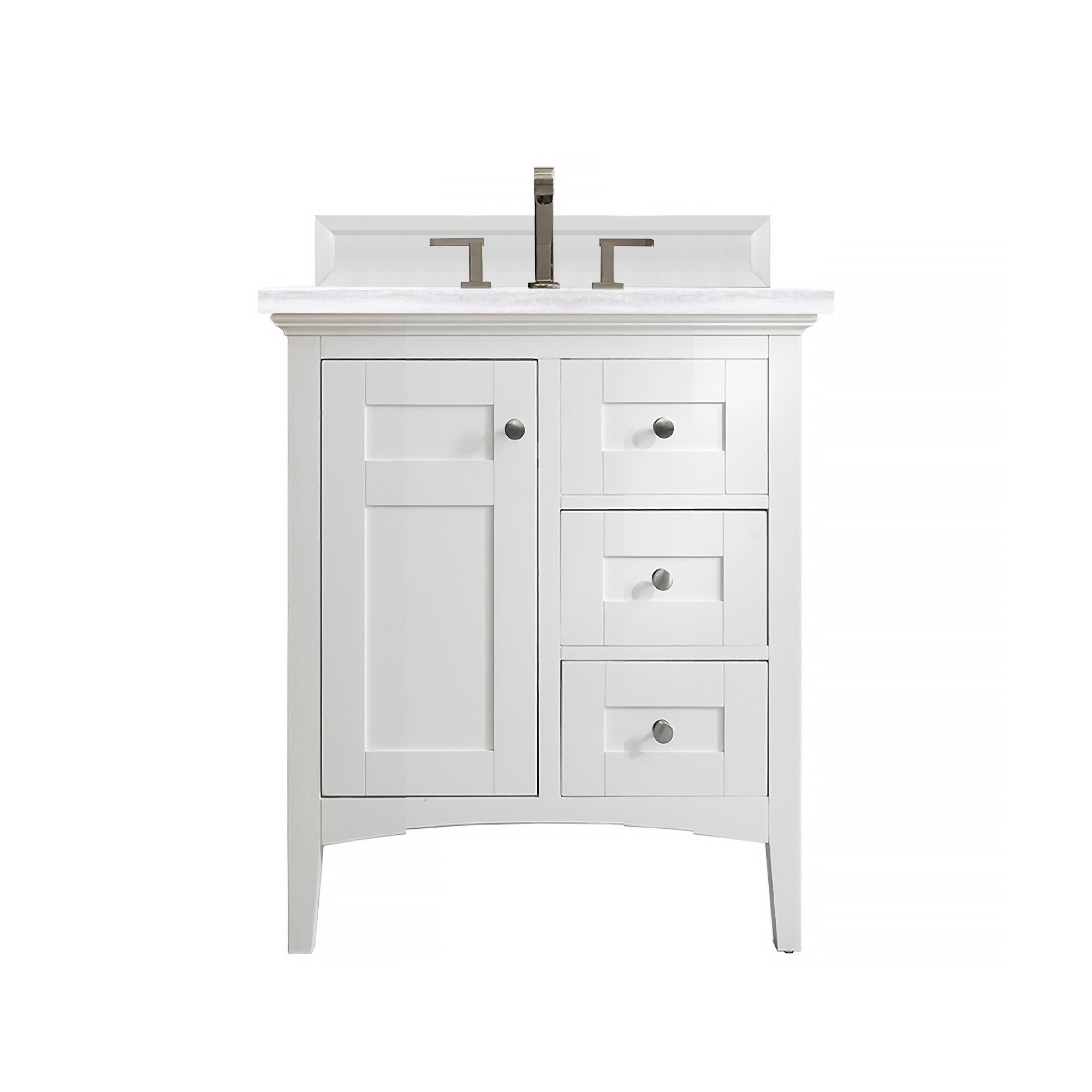 James Martin Vanities 527V30BW3AF Bright White 527V30BW3AF Palisades 30 Single Vanity, Bright White W/ 3 Cm Arctic Fall Solid Surface Top - Bright White