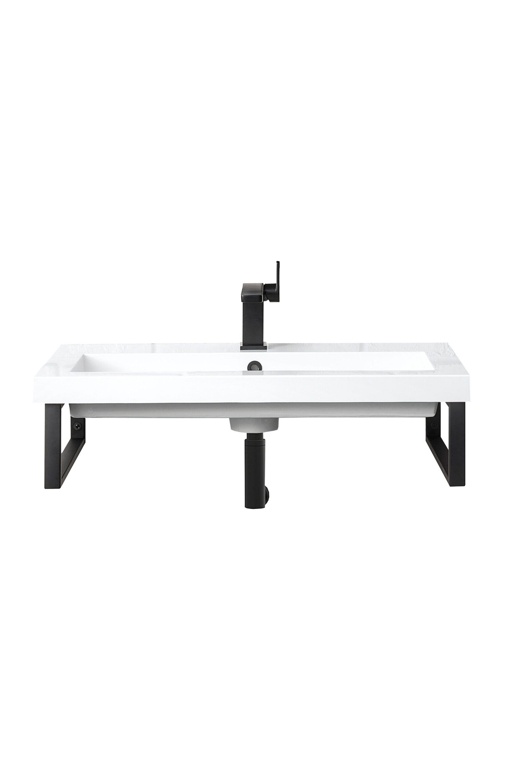 James Martin Vanities 055BK16MBK315WG2 Matte Black 055BK16MBK315WG2 Two Boston 15.25 Wall Brackets, Matte Black W/ 31.5 White Glossy Composite Stone Top - Matte Black
