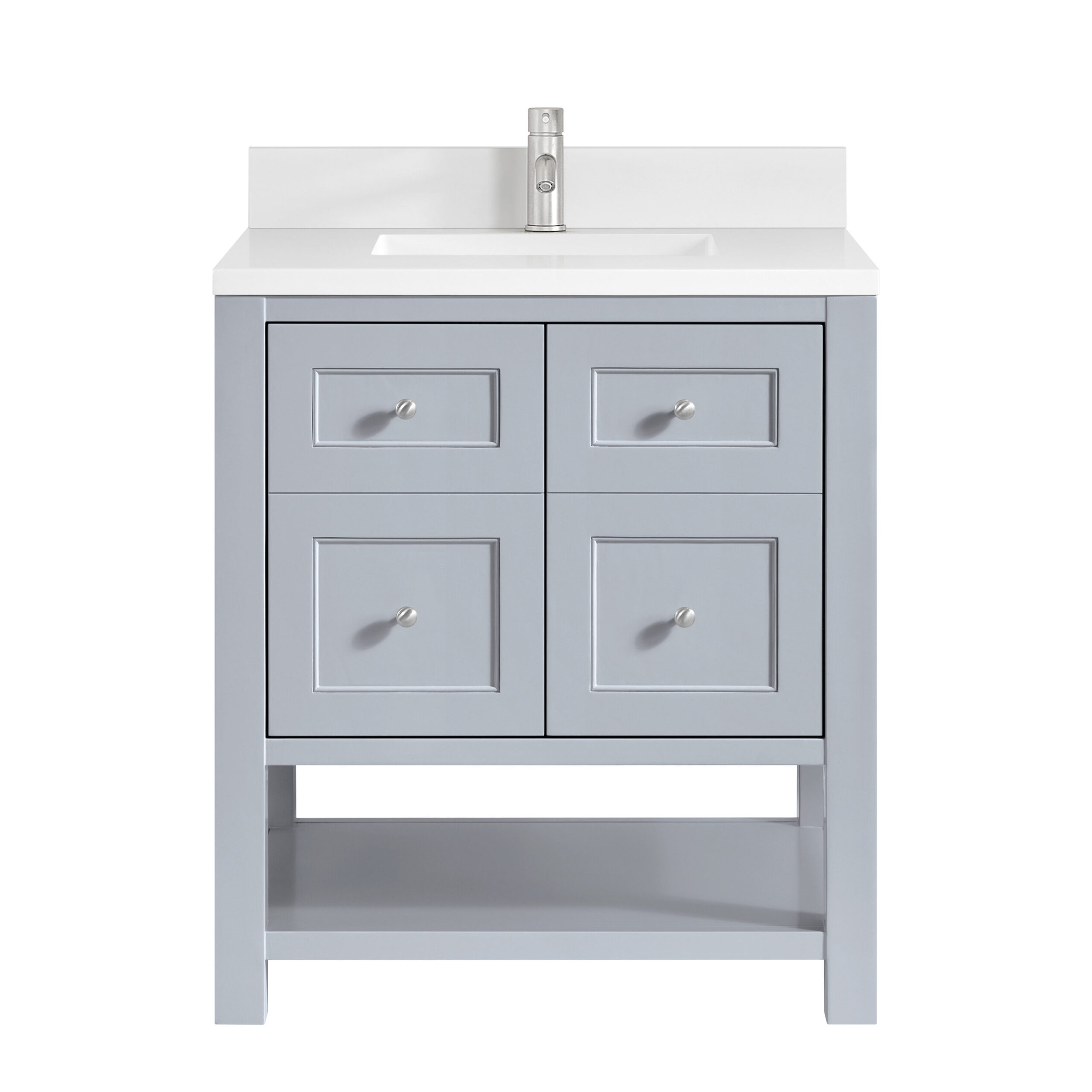 James Martin Vanities 330V30SRB1WZ Serenity Blue 330V30SRB1WZ Breckenridge 30 Single Vanity, Serenity Blue, W/ Single Hole 3 Cm White Zeus Quartz Top & Backsplash - Serenity Blue