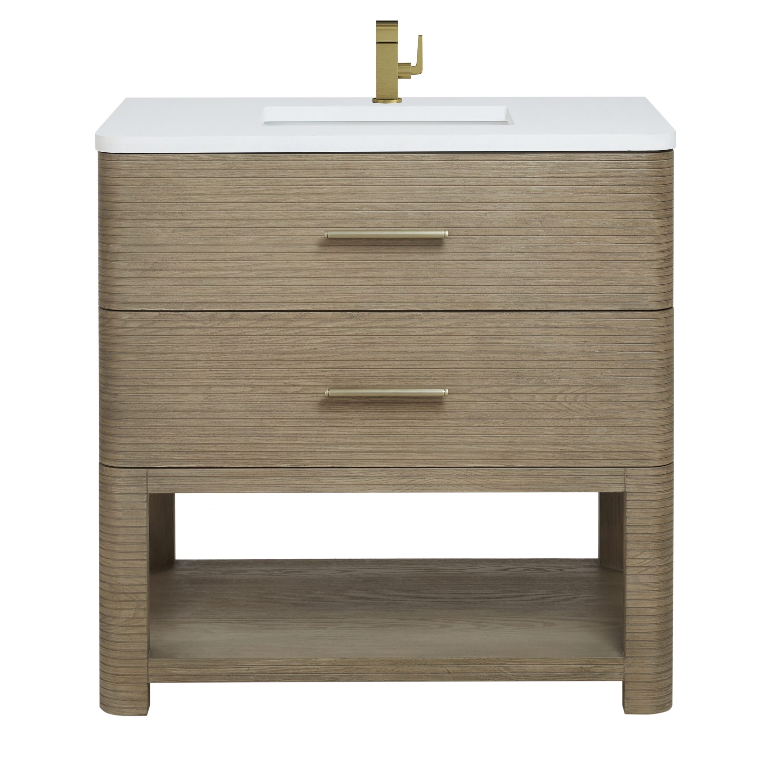 James Martin Vanities D704V36PBO3WZ Pebble Oak D704V36PBO3WZ Lucian 36 Single Vanity, Pebble Oak W/ 3 Cm White Zeus Silestone Top - Pebble Oak