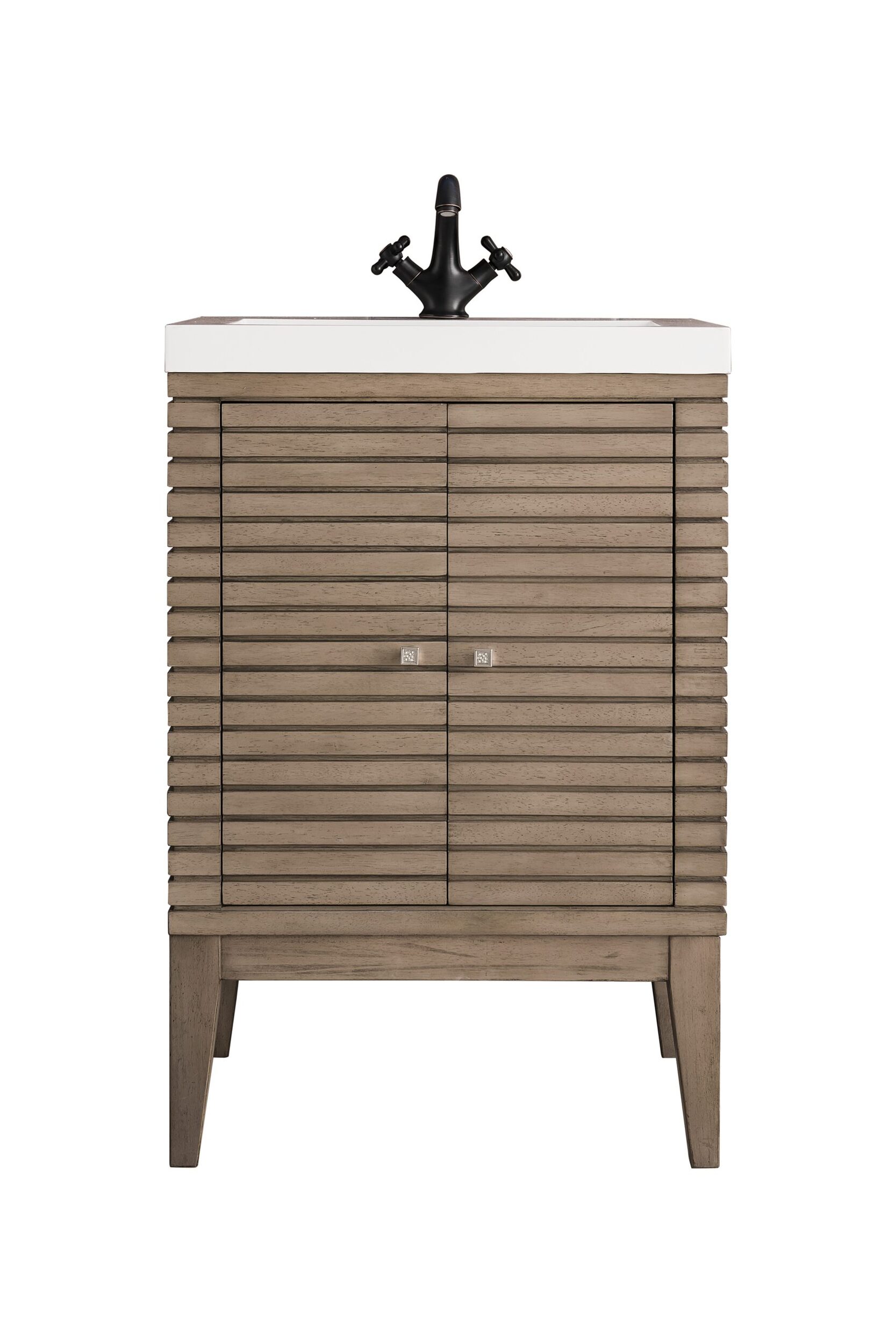 James Martin Vanities E213V24WWWWG Whitewashed Walnut E213V24WWWWG Linden 24 Single Vanity, Whitewashed Walnut W/ White Glossy Composite Stone Top - Whitewashed Walnut