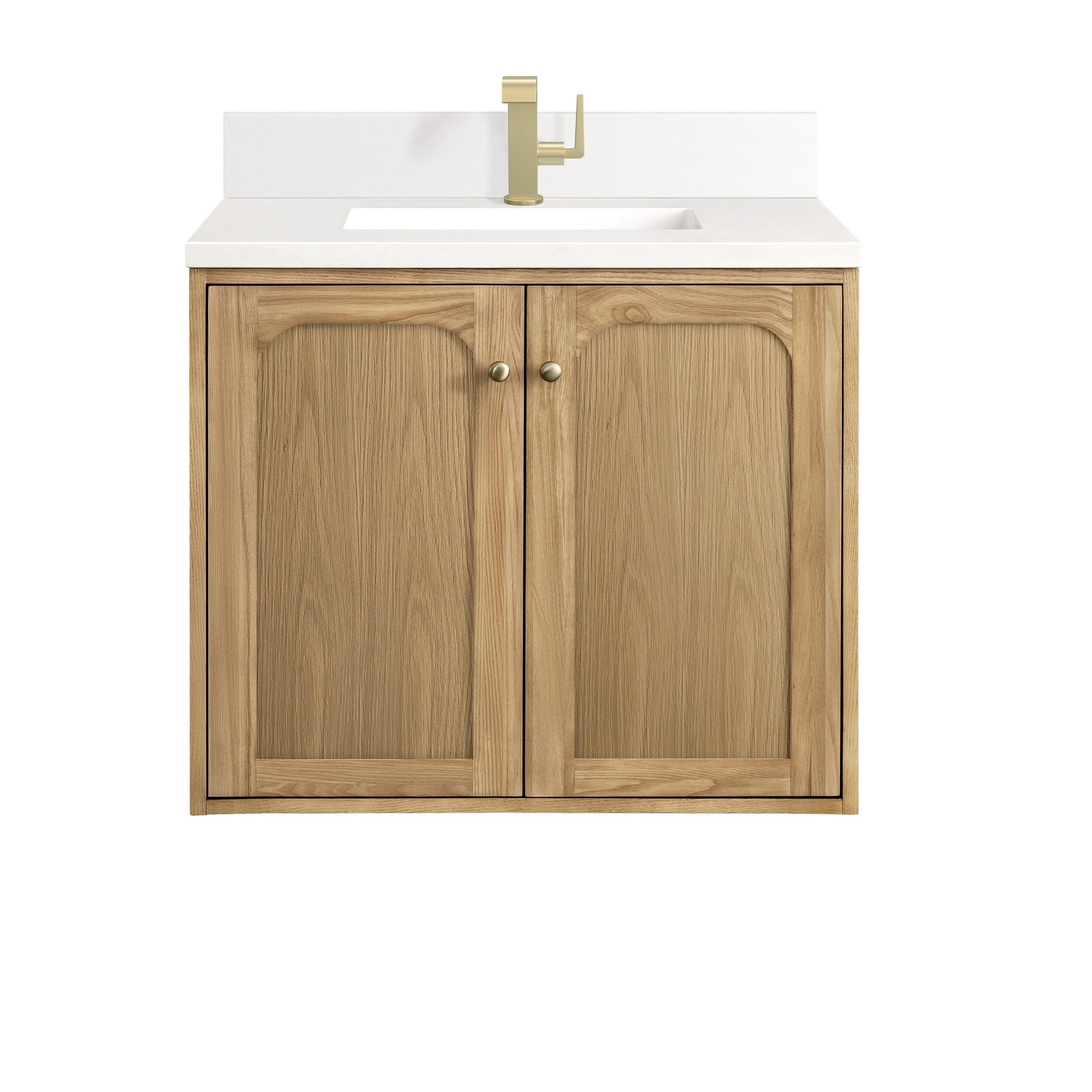 James Martin Vanities 545V30LNO1WZ Light Natural Oak 545V30LNO1WZ Laurent 30 Single Vanity, Light Natural Oak W/ Single Hole 3 Cm White Zeus Top & Backsplash - Light Natural Oak