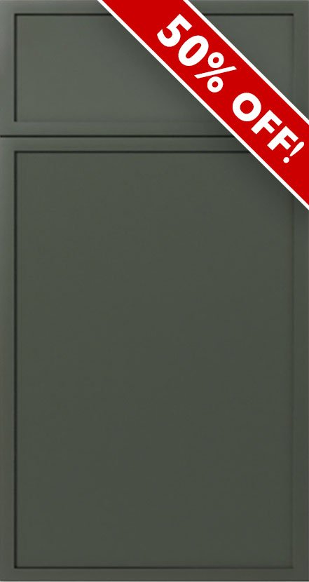 Imported Cabinetry slim shaker door in green color