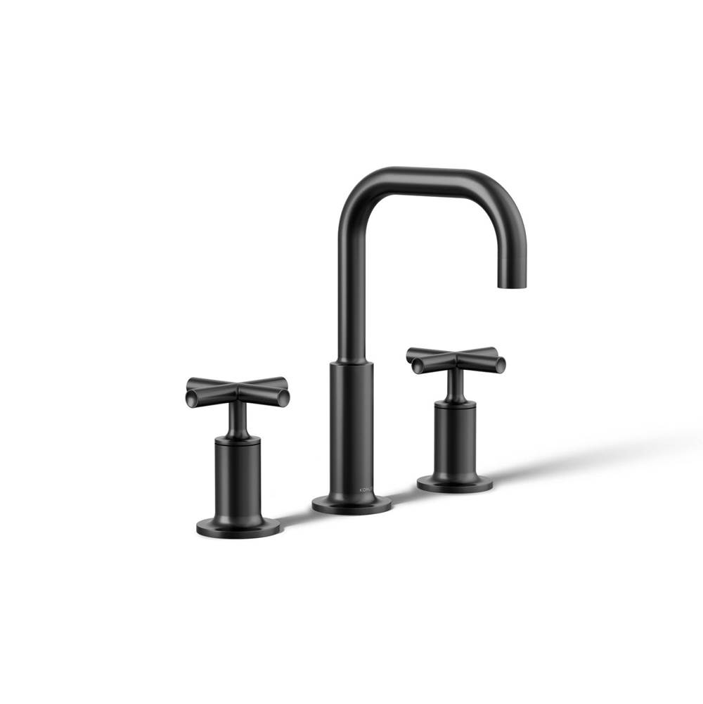 Kohler K144063BL Matte Black K144063BL Purist Widespread Bathroom Sink Faucet With Cross Handles, 1.2 Gp - Matte Black