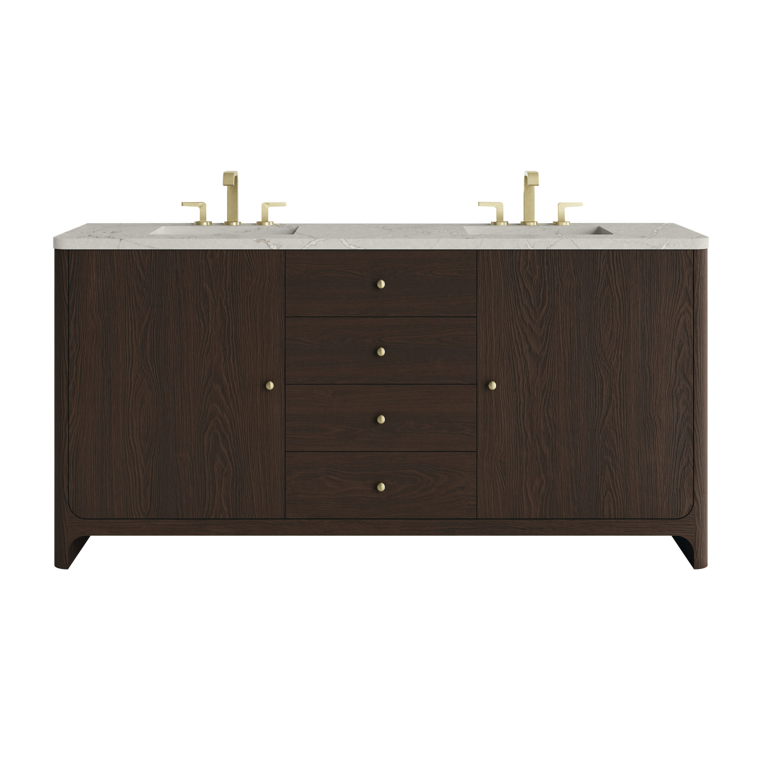 James Martin Vanities D125V72SBLFVSL Sable D125V72SBLFVSL Gracyn 72 Double Vanity, Sable, W/ 3 Cm Victorian Silver Silestone Top W/ Freepower Wireless Charger - Sable