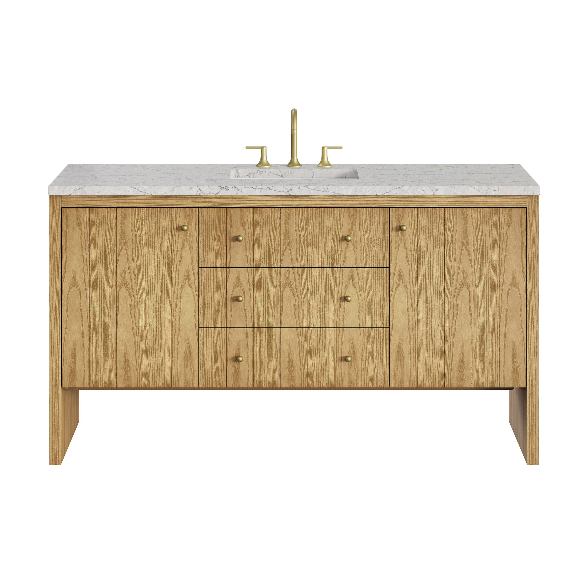 James Martin Vanities 435V60SLNOFEJP Light Natural Oak 435V60SLNOFEJP Hudson 60 Single Vanity, Light Natural Oak W/ 3 Cm Eternal Jasmine Pearl Top W/ Freepower Wireless Charger - Light Natural Oak