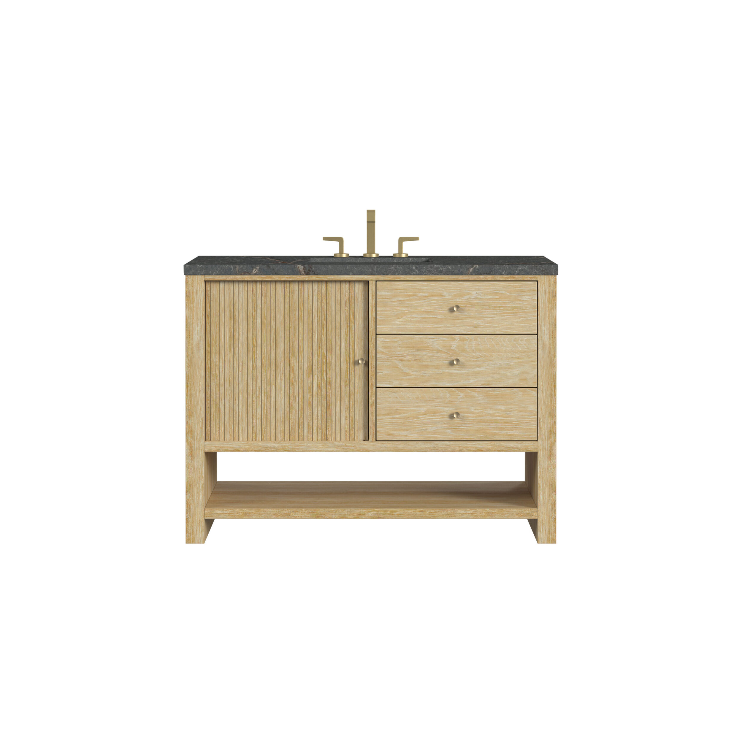 James Martin Vanities D404V48SWOFPBL Sunwashed Oak D404V48SWOFPBL Marigot 48 Single Vanity, Sunwashed Oak W/ 3 Cm Parisien Bleu Silestone Top W/ Freepower Wireless Charger - Sunwashed Oak