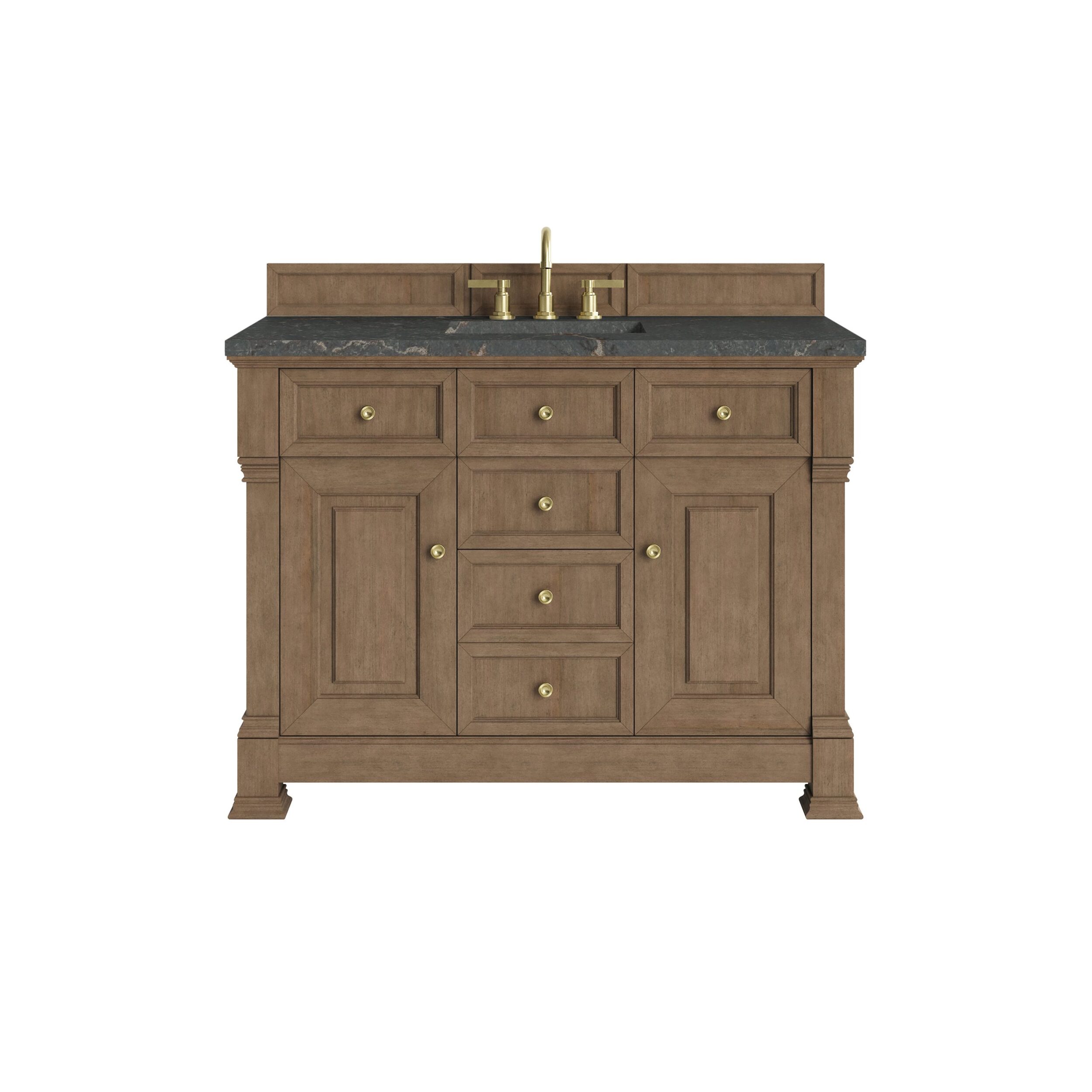 James Martin Vanities 547V48PCNFPBL Pecan 547V48PCNFPBL Brookfield 48 Single Vanity, Pecan W/ 3 Cm Parisien Bleu Silestone Top W/ Freepower Wireless Charger - Pecan