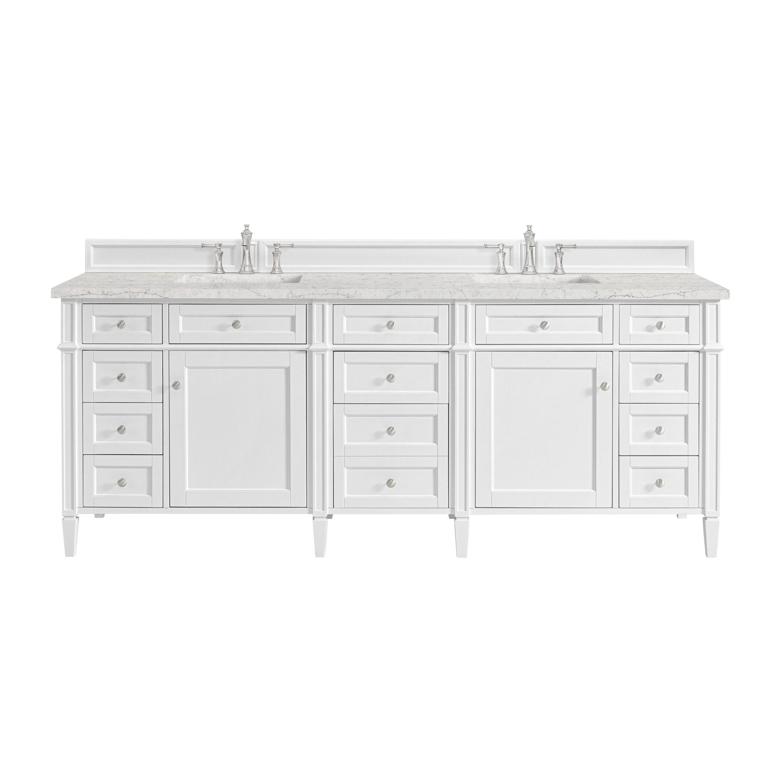 James Martin Vanities 655V84BW3EJP Bright White 655V84BW3EJP Brittany 84 Double Vanity, Bright White W/ 3 Cm Eternal Jasmine Pearl Top - Bright White