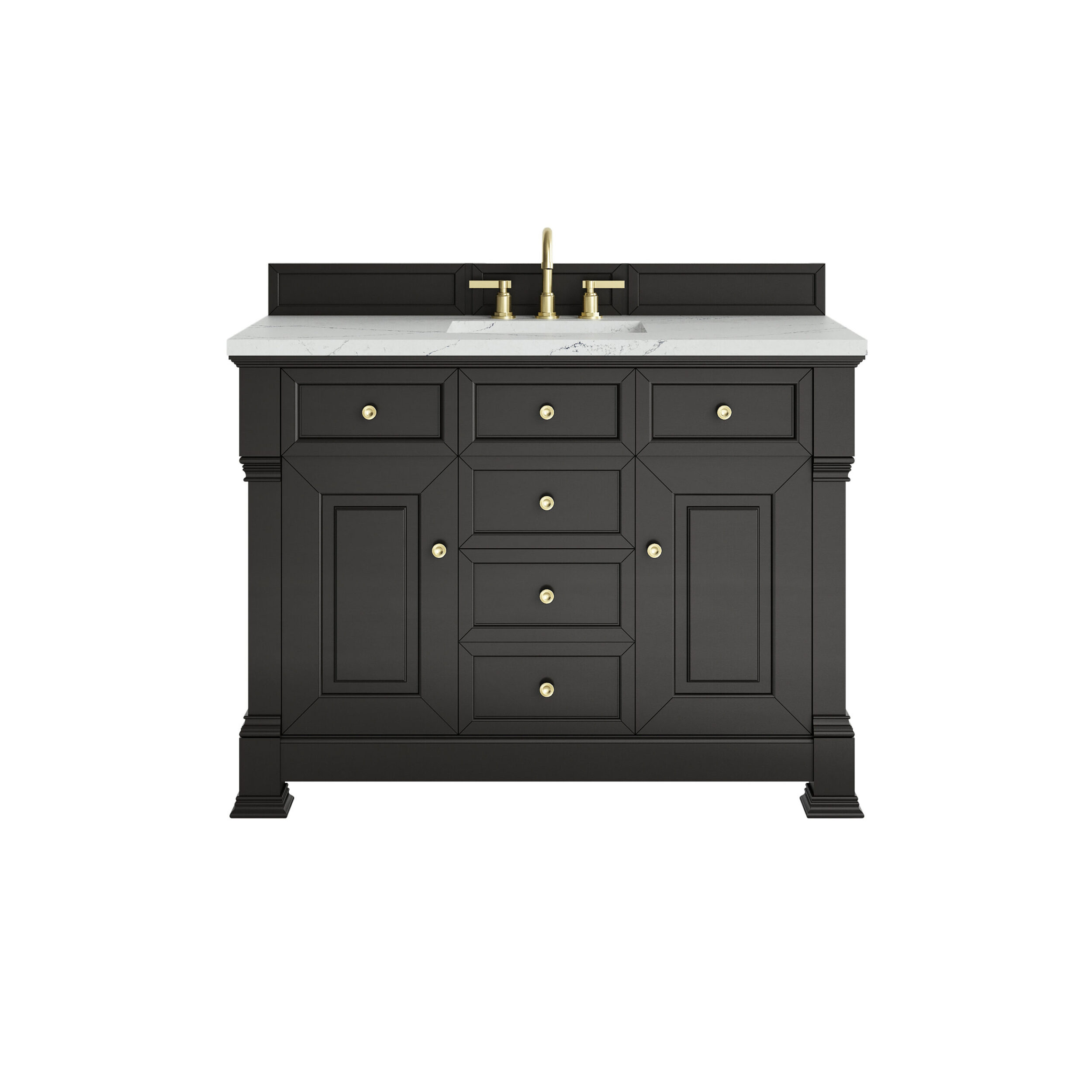 James Martin Vanities 547V48BKOFENC Black Onyx 547V48BKOFENC Brookfield 48 Single Vanity, Black Onyx W/ 3 Cm Ethereal Noctis Silestone Top W/ Freepower Wireless Charger - Black Onyx
