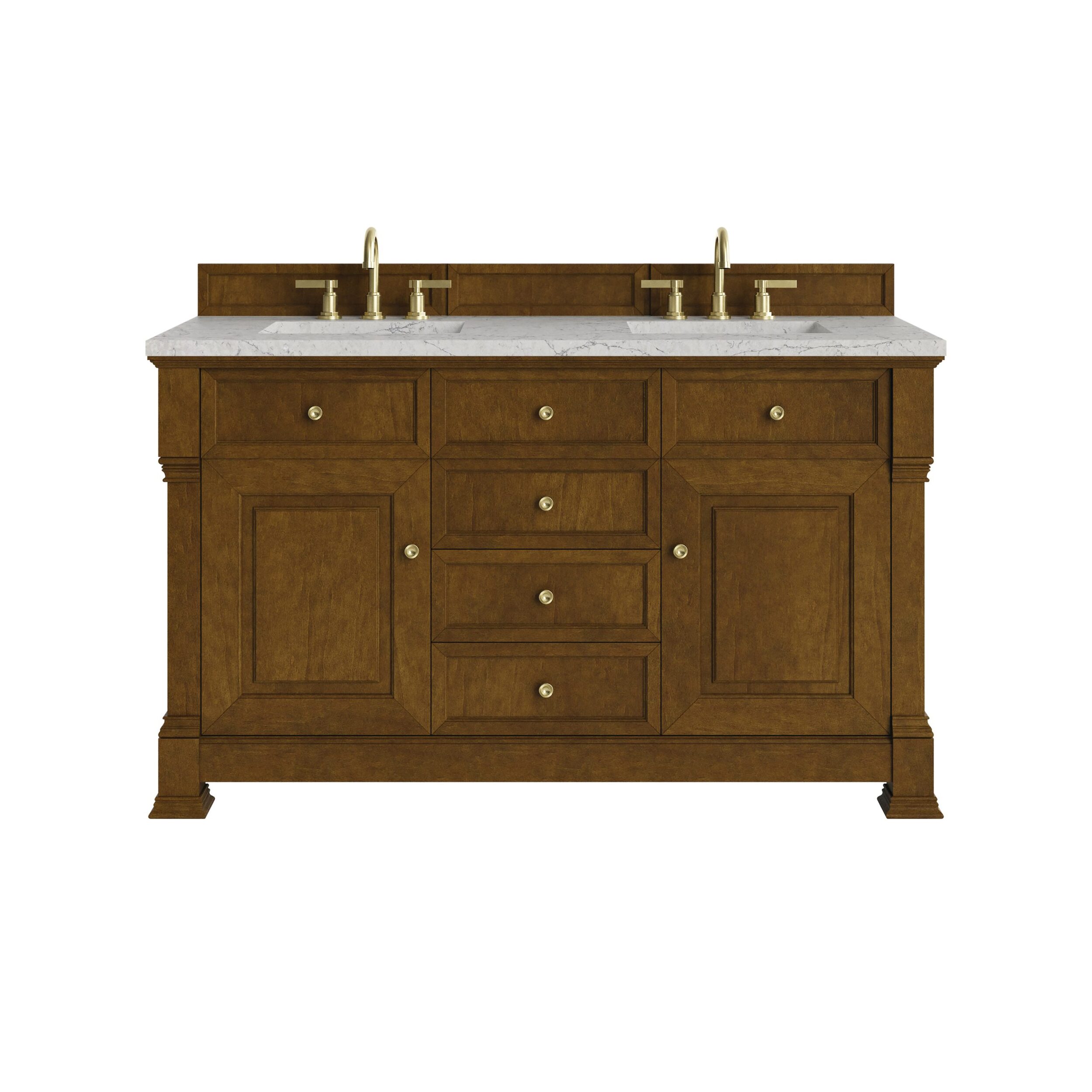James Martin Vanities 547V60DHNOFEJP Honey Oak 547V60DHNOFEJP Brookfield 60 Double Vanity, Honey Oak W/ 3 Cm Eternal Jasmine Pearl Silestone Top W/freepower Wireless Charge - Honey Oak