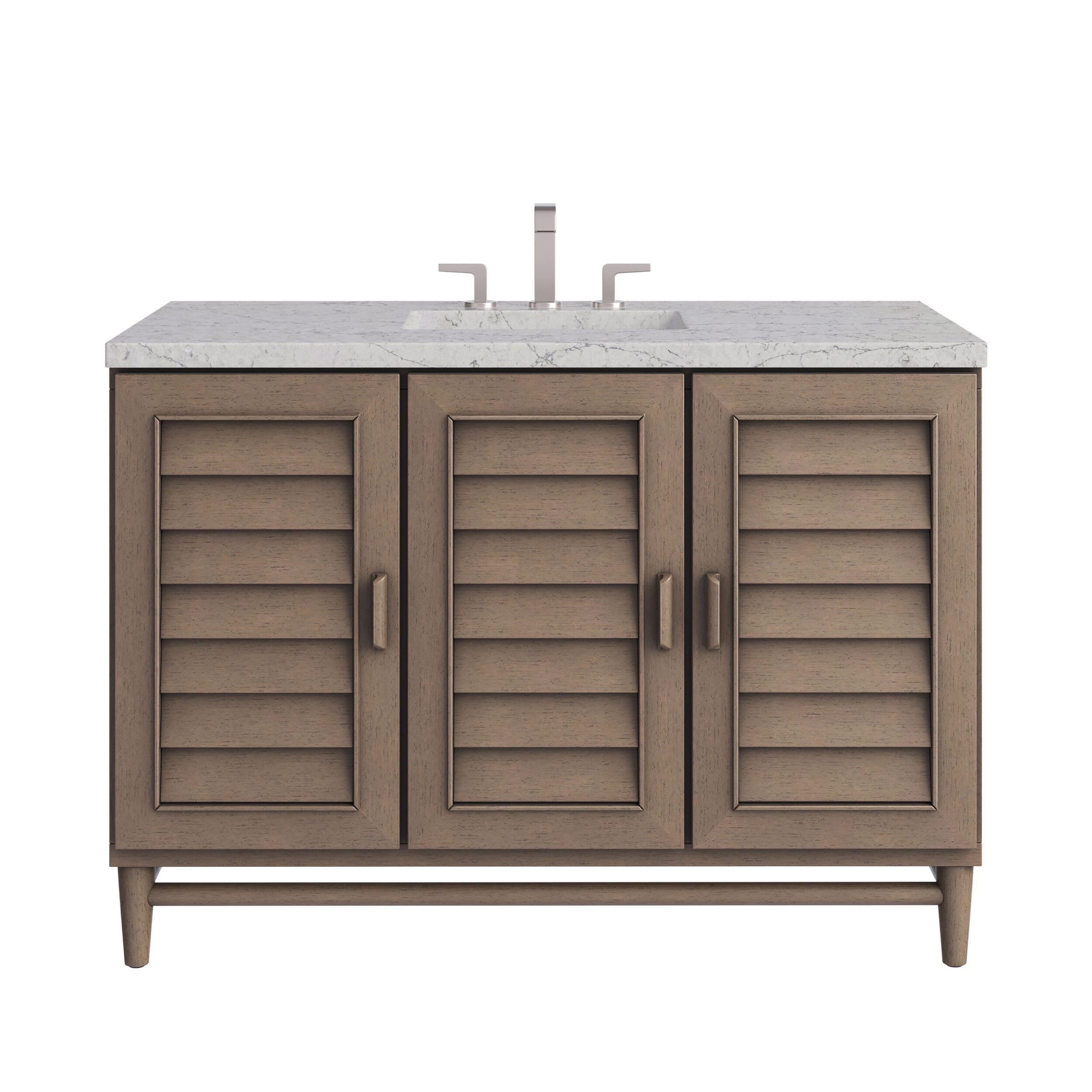 James Martin Vanities 620V48WWFEJP Whitewashed Walnut 620V48WWFEJP Portland 48 Single Vanity Whitewashed Walnut W/ 3 Cm Eternal Jasmine Pearl Silestone Top W/freepower Wireless Charge - Whitewashed Walnut