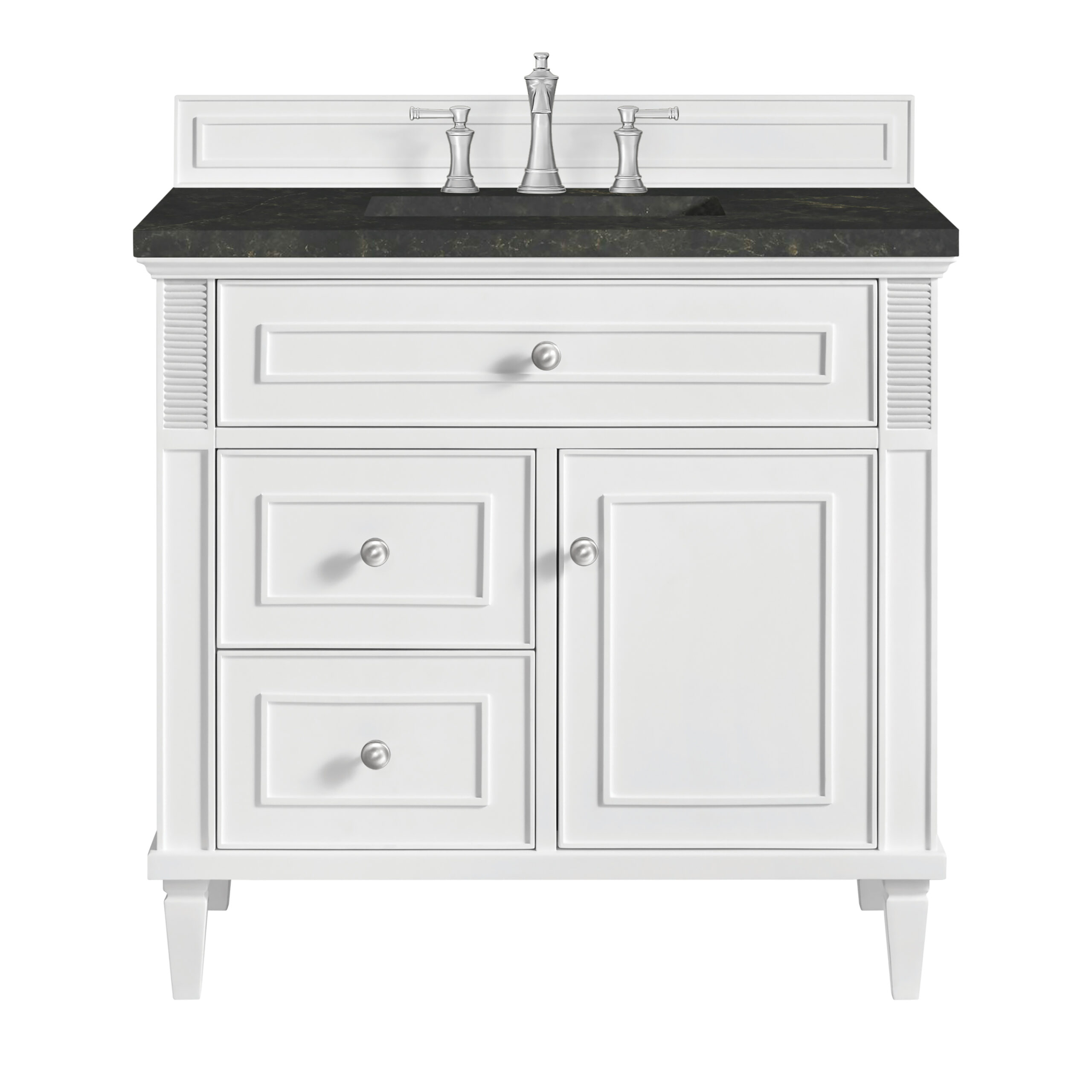 James Martin Vanities 424V36BW3PHT Bright White 424V36BW3PHT Lorelai 36 Single Vanity, Bright White, W/ 3 Cm Phantome Eclos To - Bright White