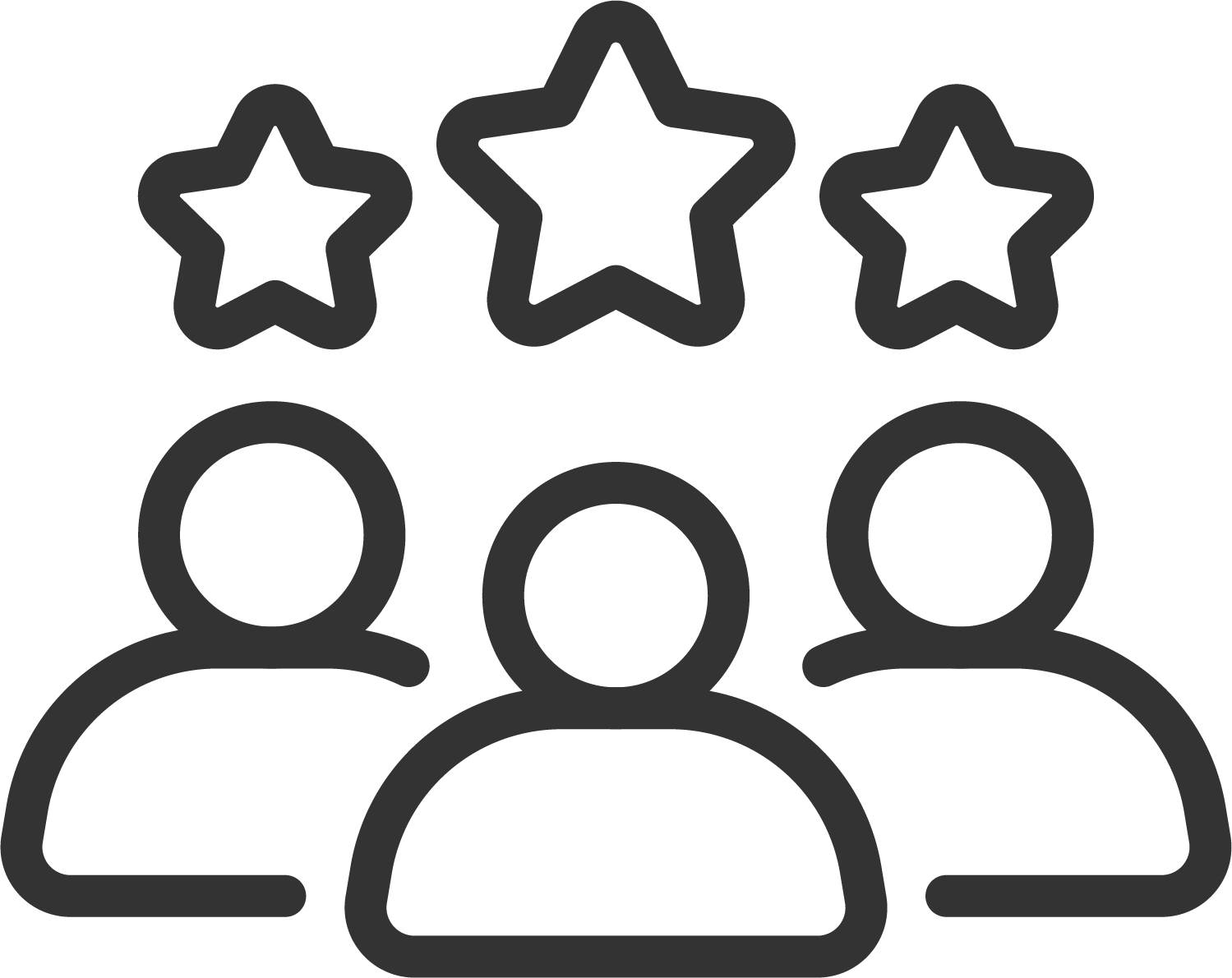 Icon of 3 people, each with a star over there head