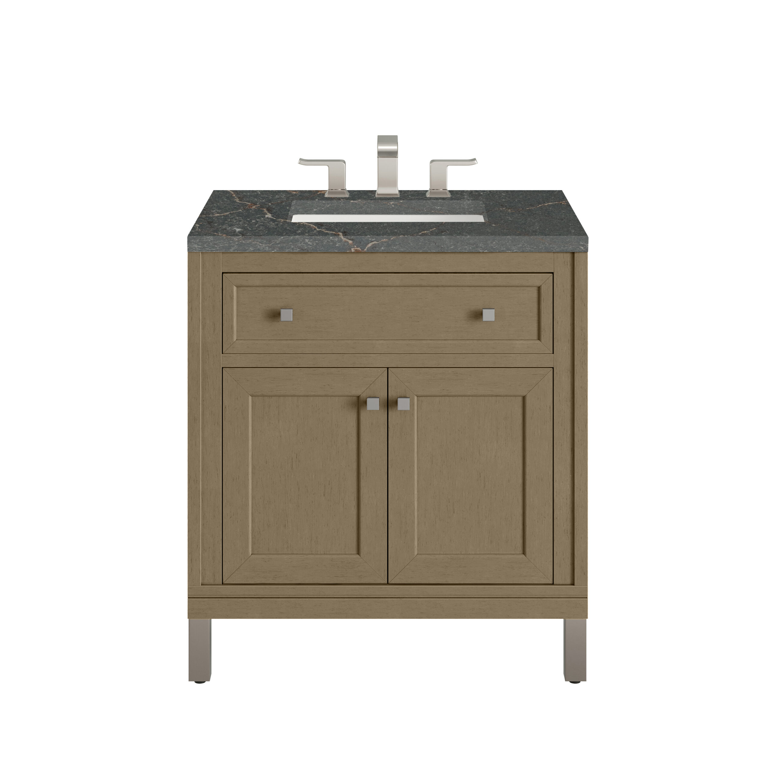 James Martin Vanities 503V30WLW3PBL Walnut Whisper 503V30WLW3PBL Chicago 30 Single Vanity, Walnut Whisper, W/ 3 Cm Parisien Bleu Silestone To - Walnut Whisper