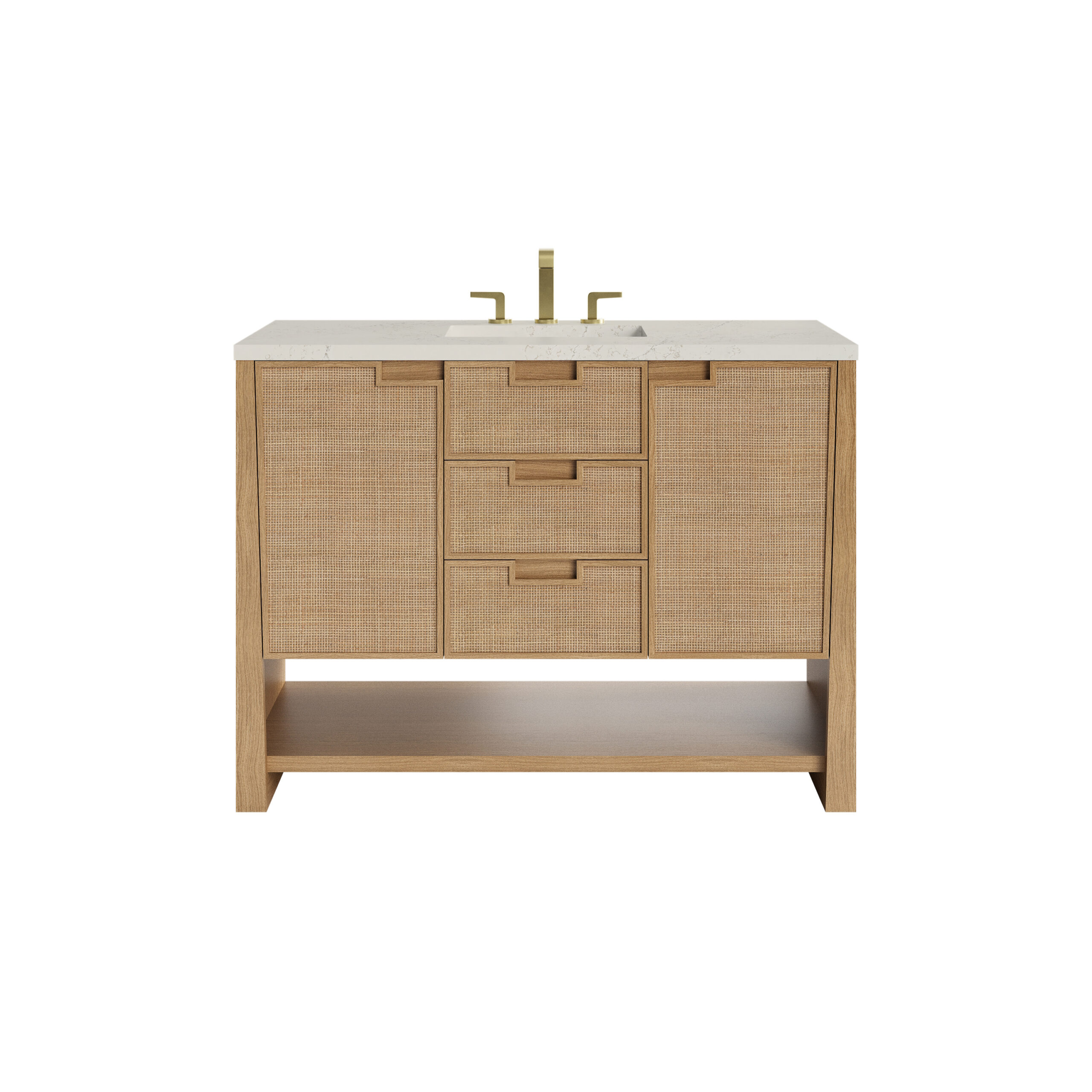 James Martin Vanities D225V48SSOFSFR Seaside Oak D225V48SSOFSFR Solene 48 Single Vanity, Seaside Oak, W/ 3 Cm Siberian Silestone Top W/freepower Wireless Charge - Seaside Oak