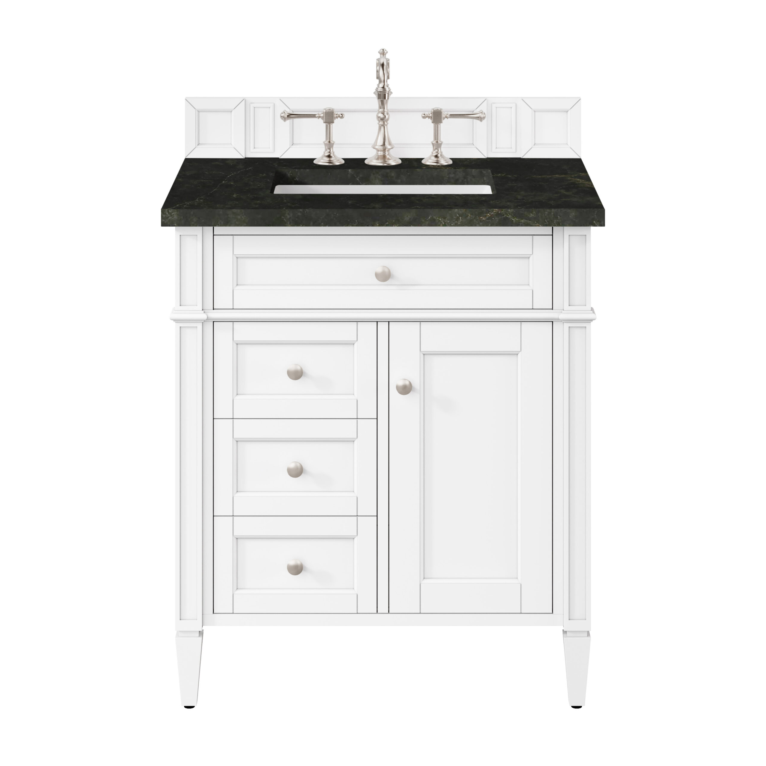 James Martin Vanities 655V30BW3PHT Bright White 655V30BW3PHT Brittany 30 Single Vanity In Bright White, W/ 3 Cm Phantome Eclos To - Bright White