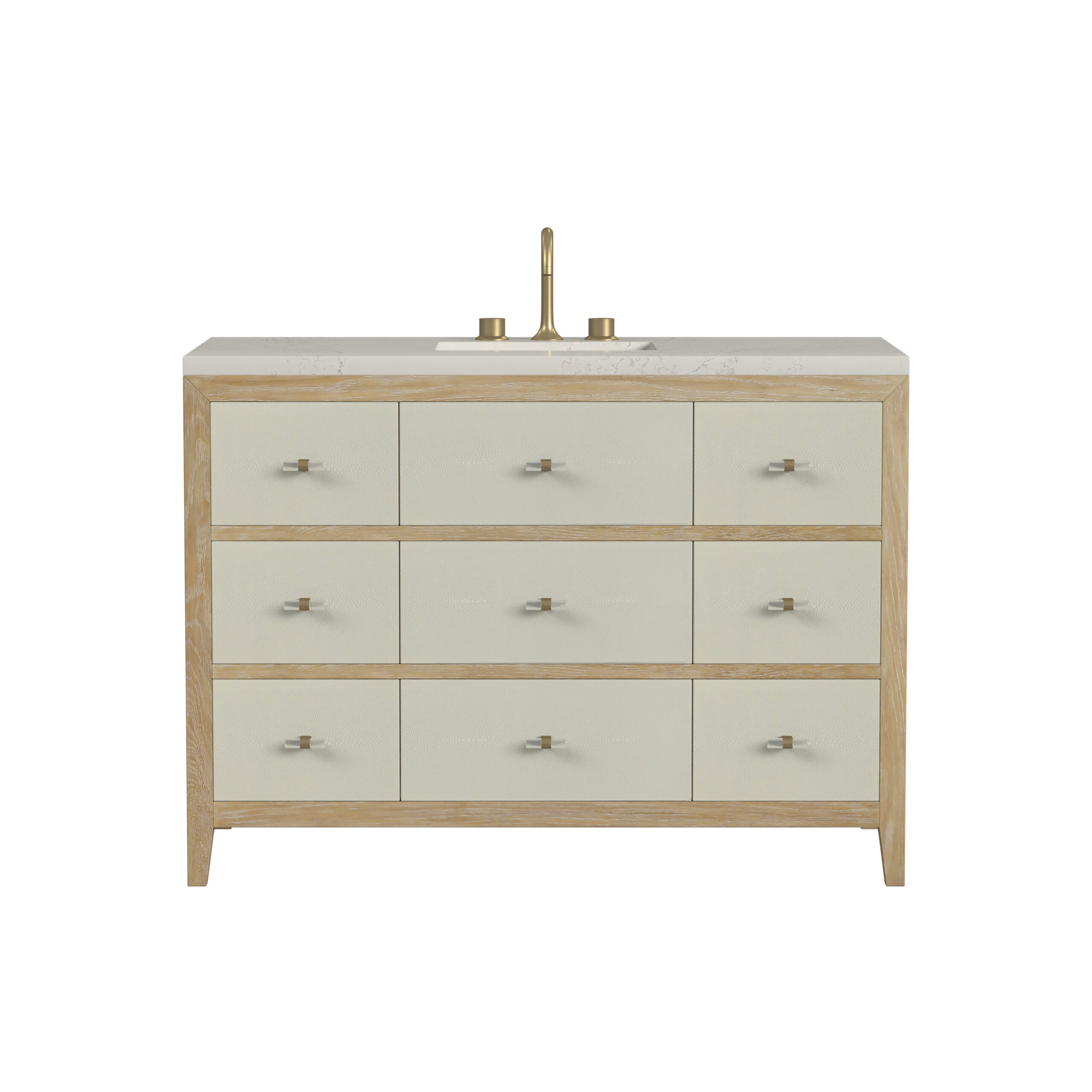 James Martin Vanities D604V48SHGFSFR Sunwashed Oak with Embossed Shagreen Drawer Fronts D604V48SHGFSFR Celeste 48 Single Vanity, Sunwashed Oak With Embossed Shagreen, W/ 3 Cm Siberian Silestone Top W/freepower Wireless Charge - Sunwashed Oak with Embossed Shagreen Drawer Fronts