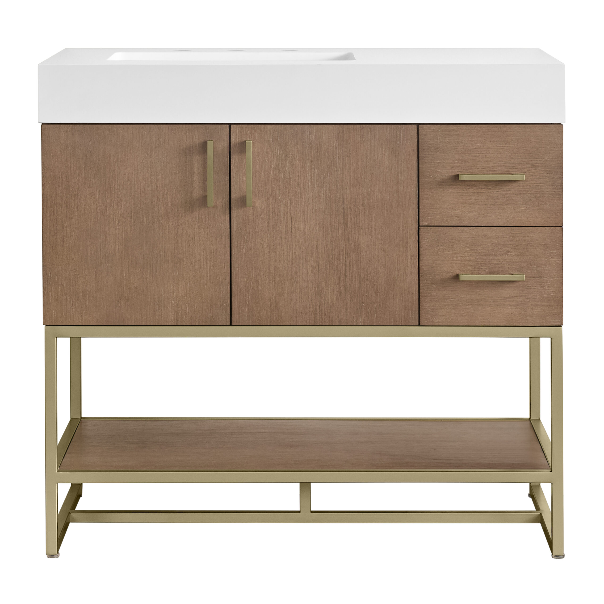 James Martin Vanities N521V36WLD Walnut Drift N521V36WLD Mauri 36 Single Vanity With Metal Bas - Walnut Drift