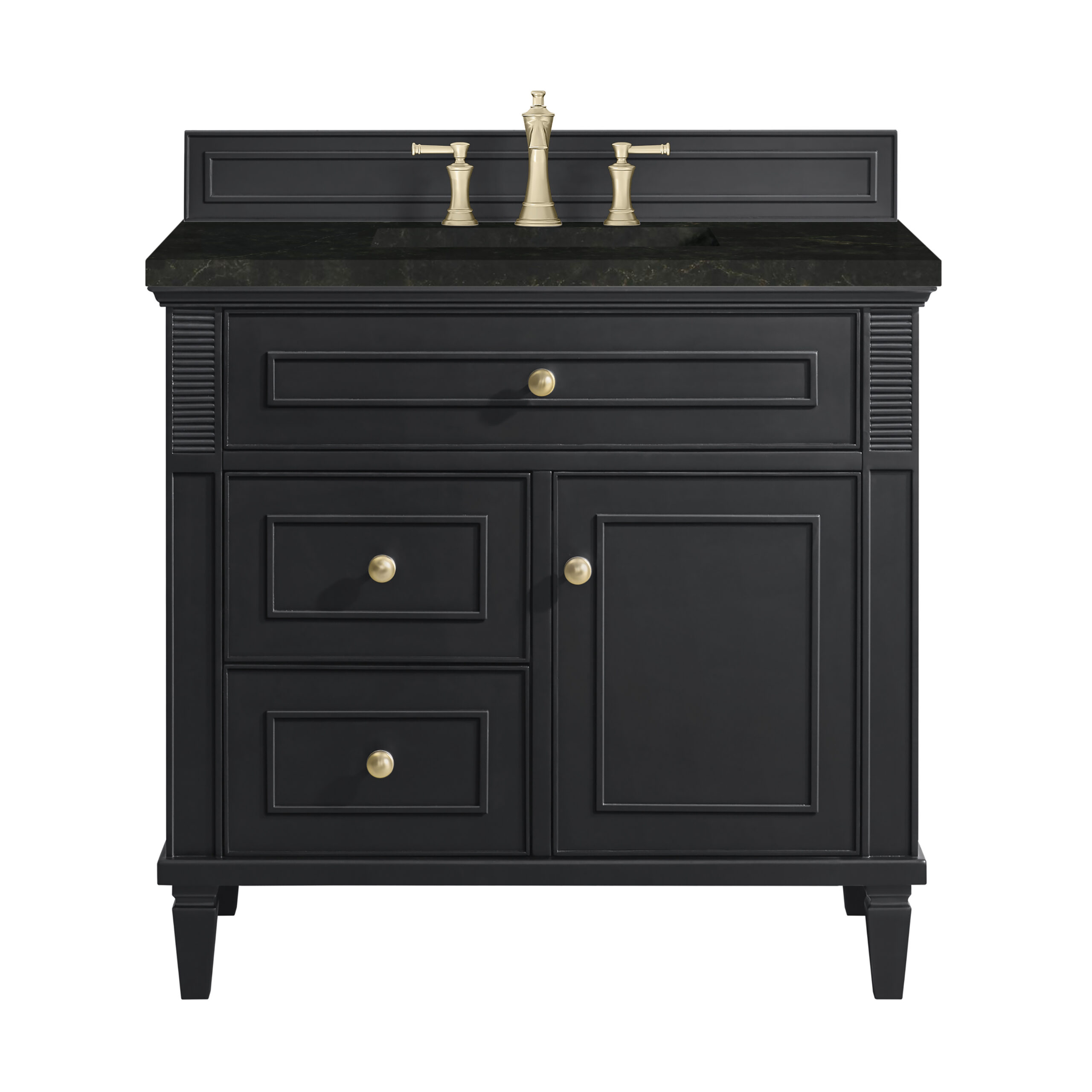 James Martin Vanities 424V36BKO3PHT Black Onyx 424V36BKO3PHT Lorelai 36 Single Vanity, Black Onyx, W/ 3 Cm Phantome Eclos To - Black Onyx